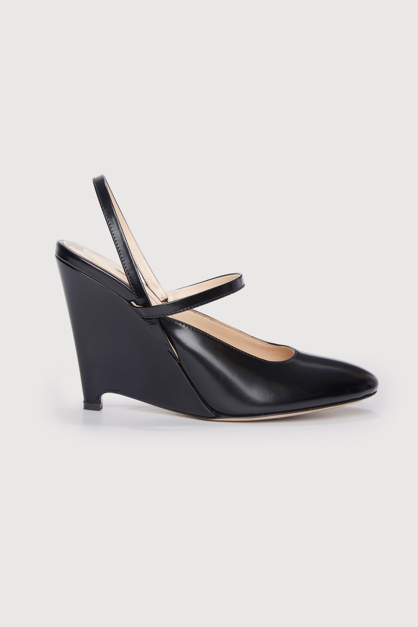 Aster Black Leather Wedge Shoes | Emilia Wickstead