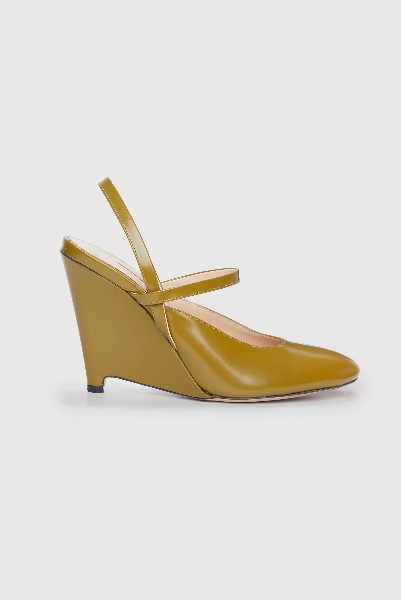 Aster Chartreuse Leather Wedge Shoes | Emilia Wickstead