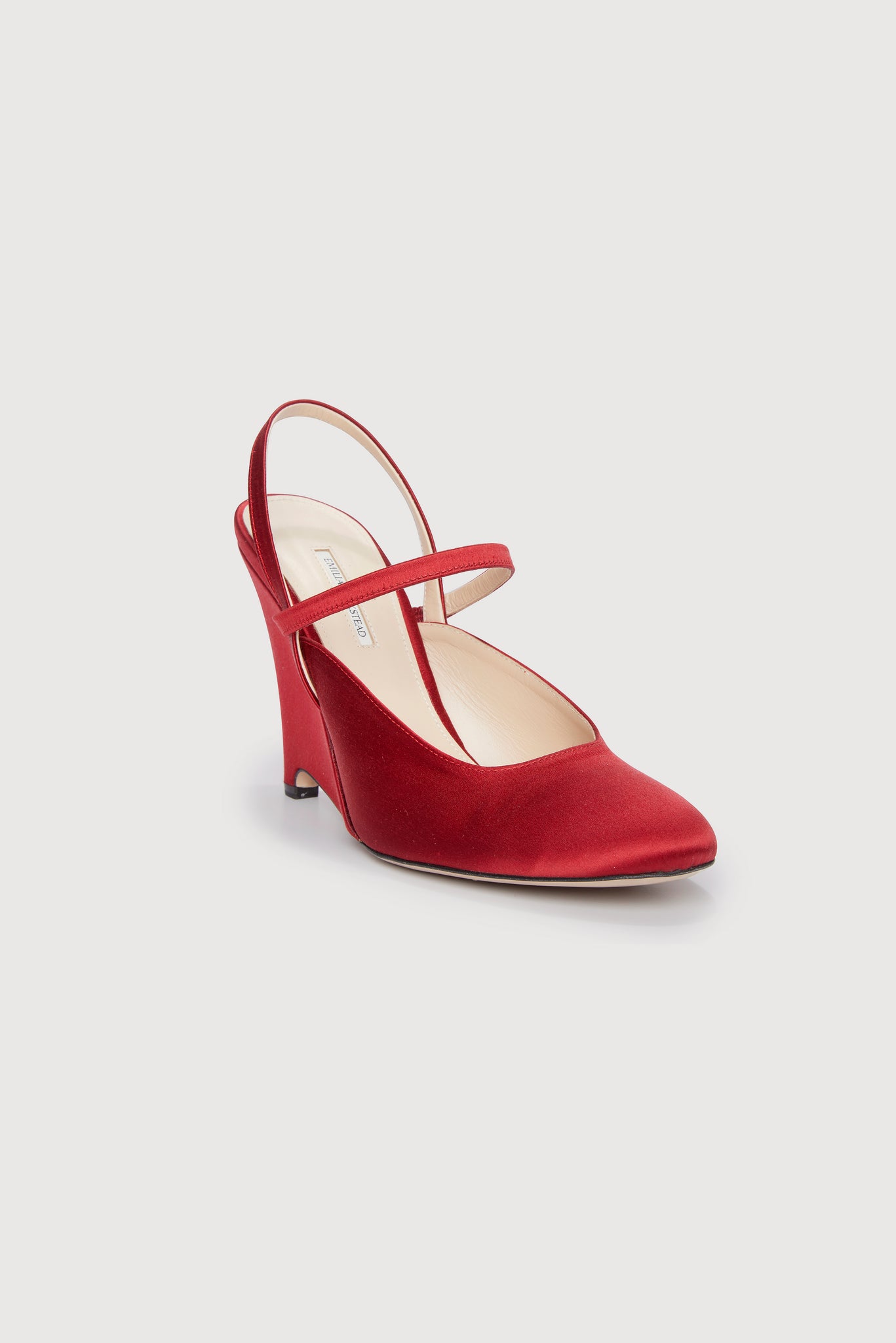 Aster Red Satin Wedge Shoes | Emilia Wickstead