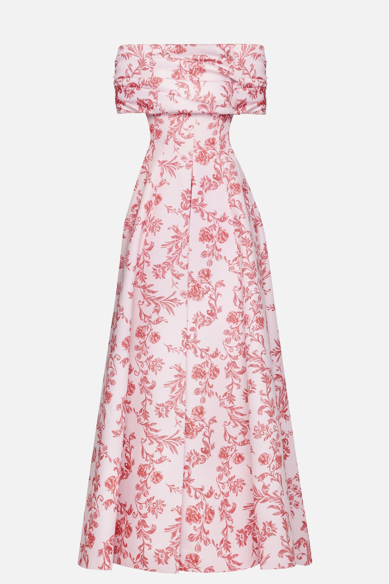Auclair Dress In Pink Floral Damask Taffeta Faille model full length shot | Emilia Wickstead