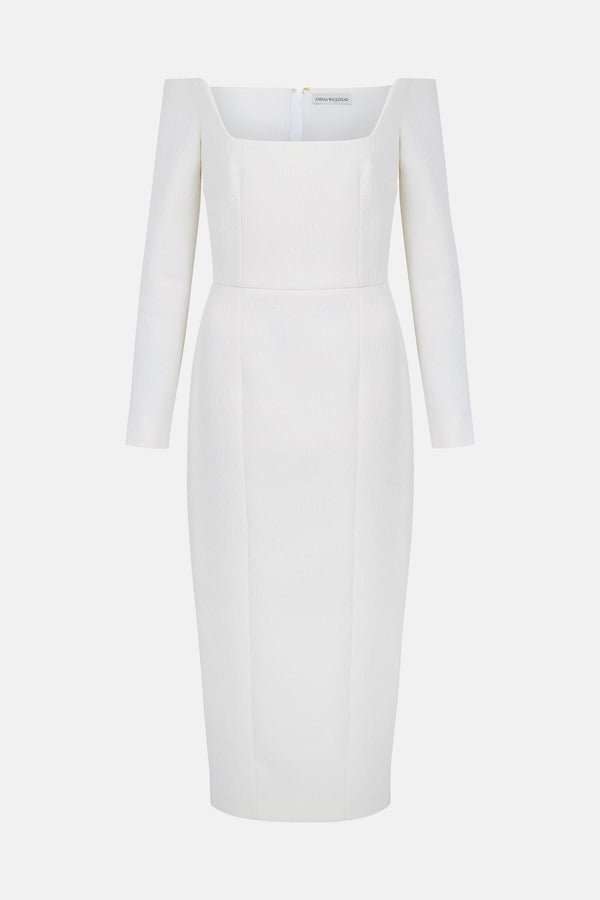 Birch Dress In Ivory Textured Cloque | Emilia Wickstead