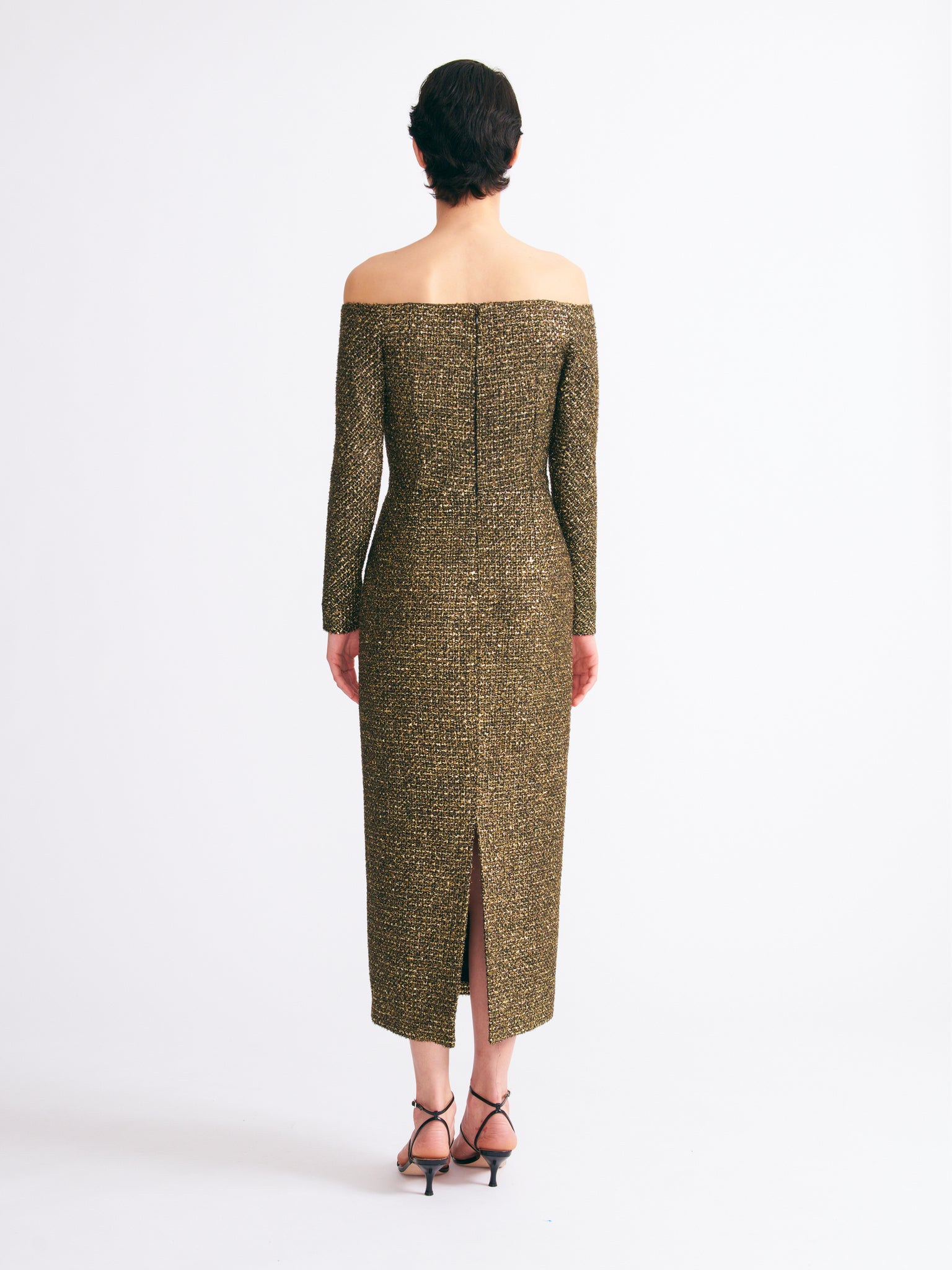 Birch Dress in Gold Disco Tweed | Emilia Wickstead