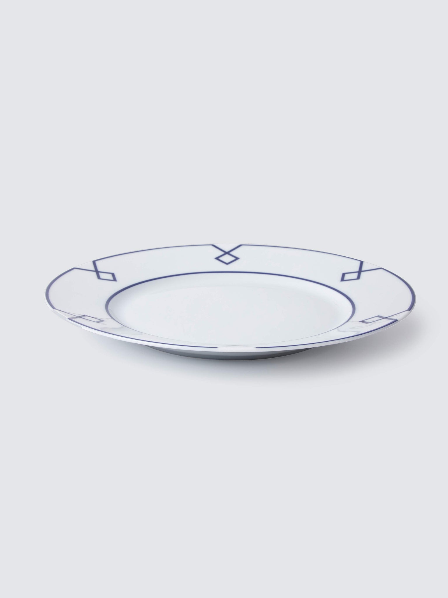 Naples Dinner Plate with Navy Geometric Border