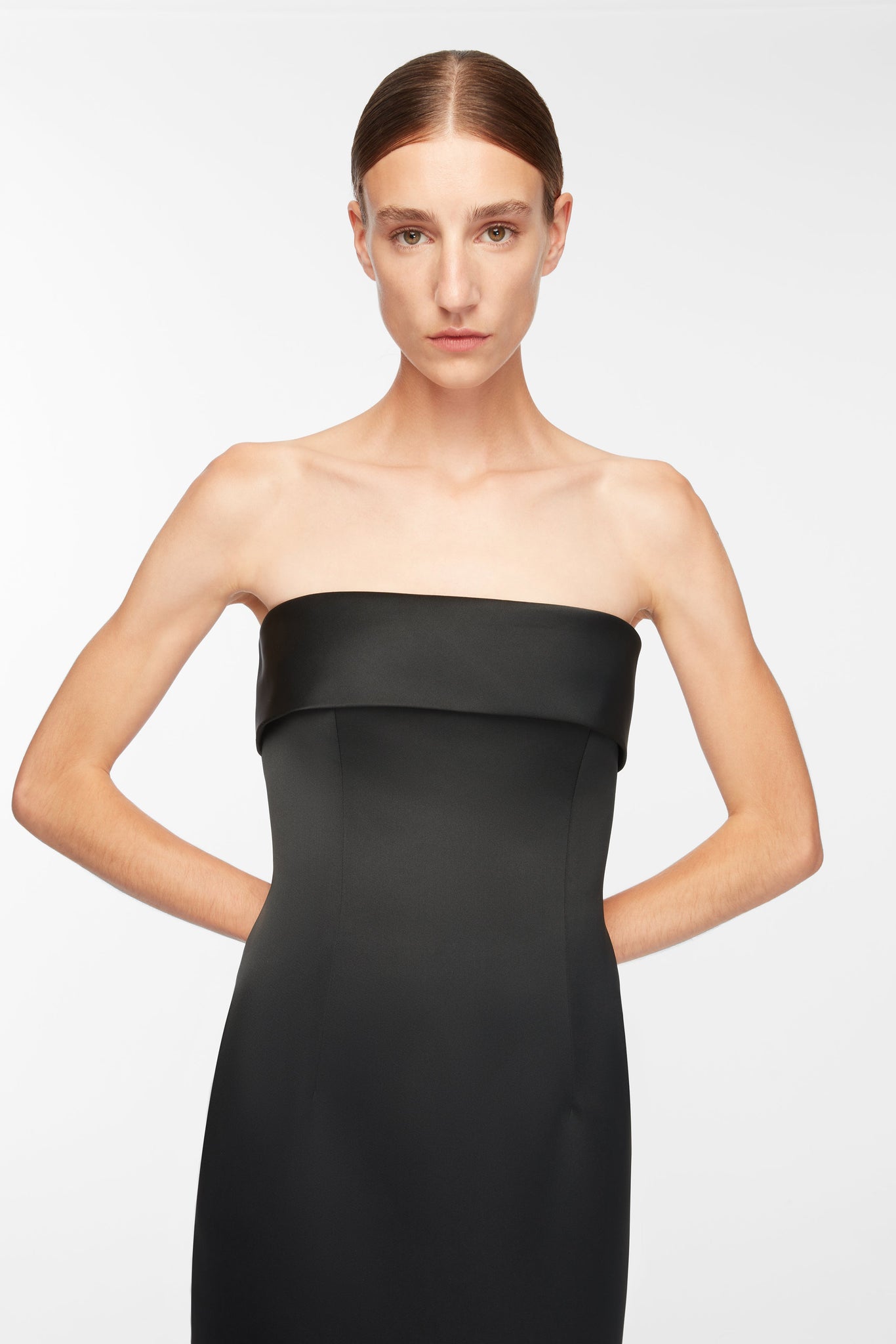 Keeley Dress in Black Duchess Satin