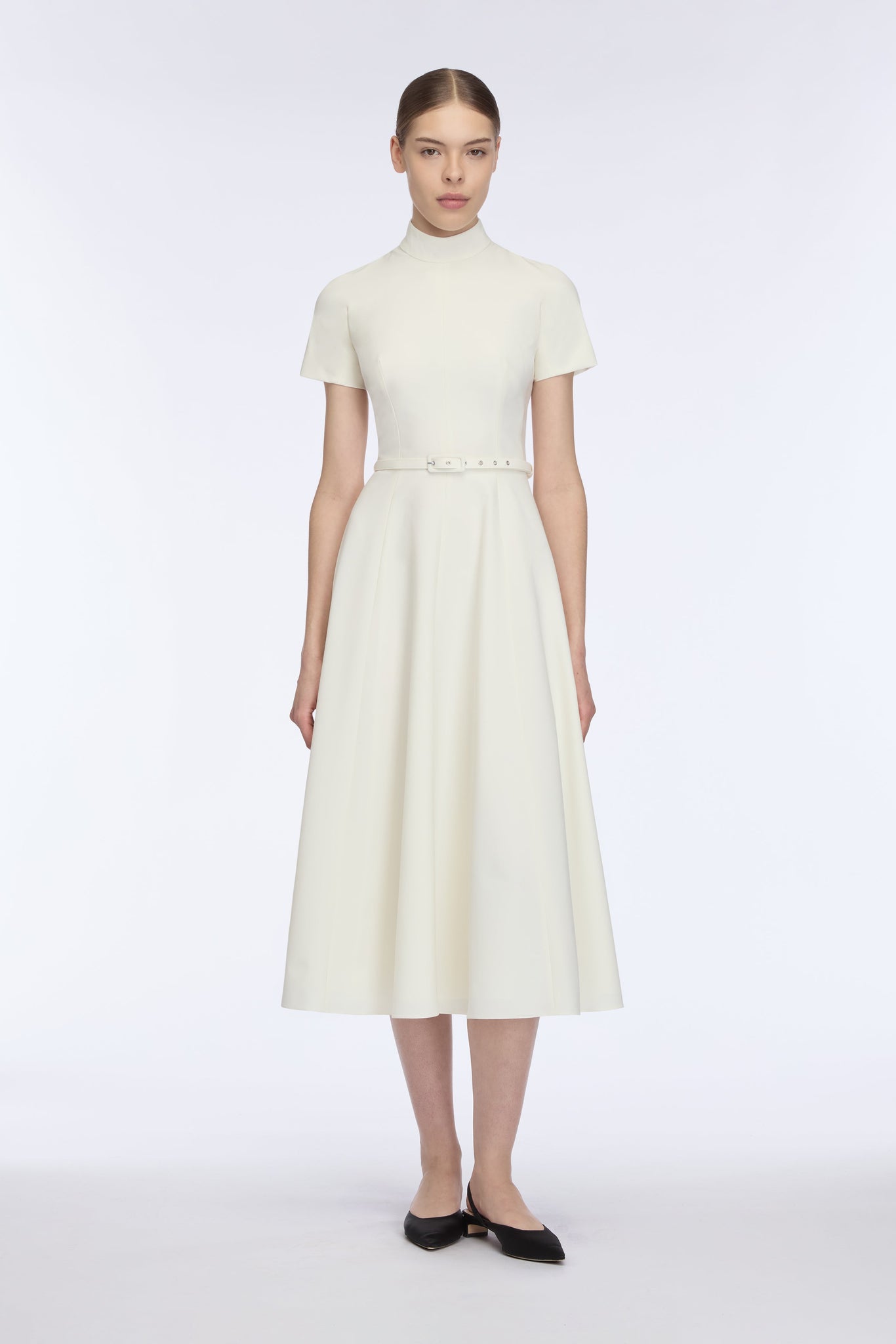 Camilla Dress In Ivory Summer Wool