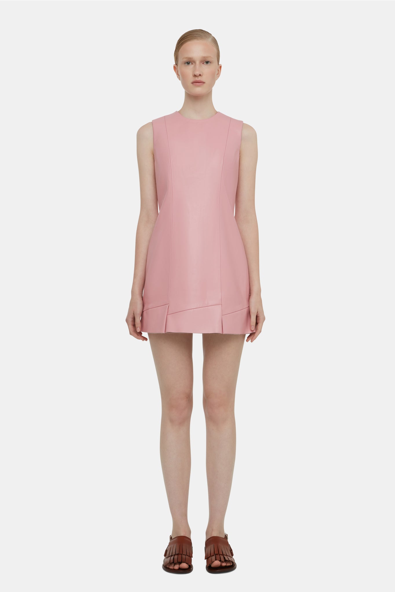 Cannie Dress In Rose Pink Leather | Emilia Wickstead