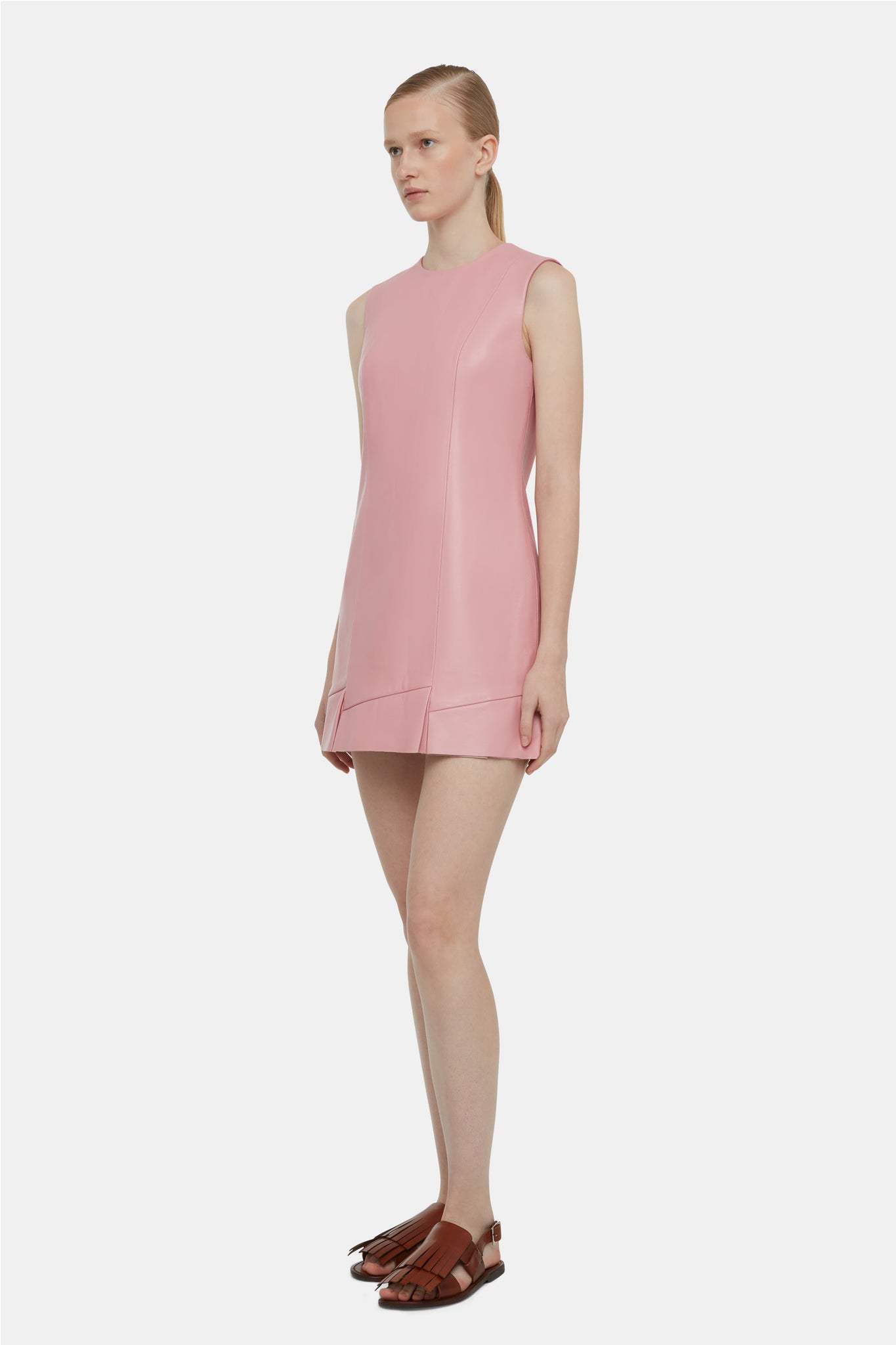 Cannie Dress In Rose Pink Leather | Emilia Wickstead