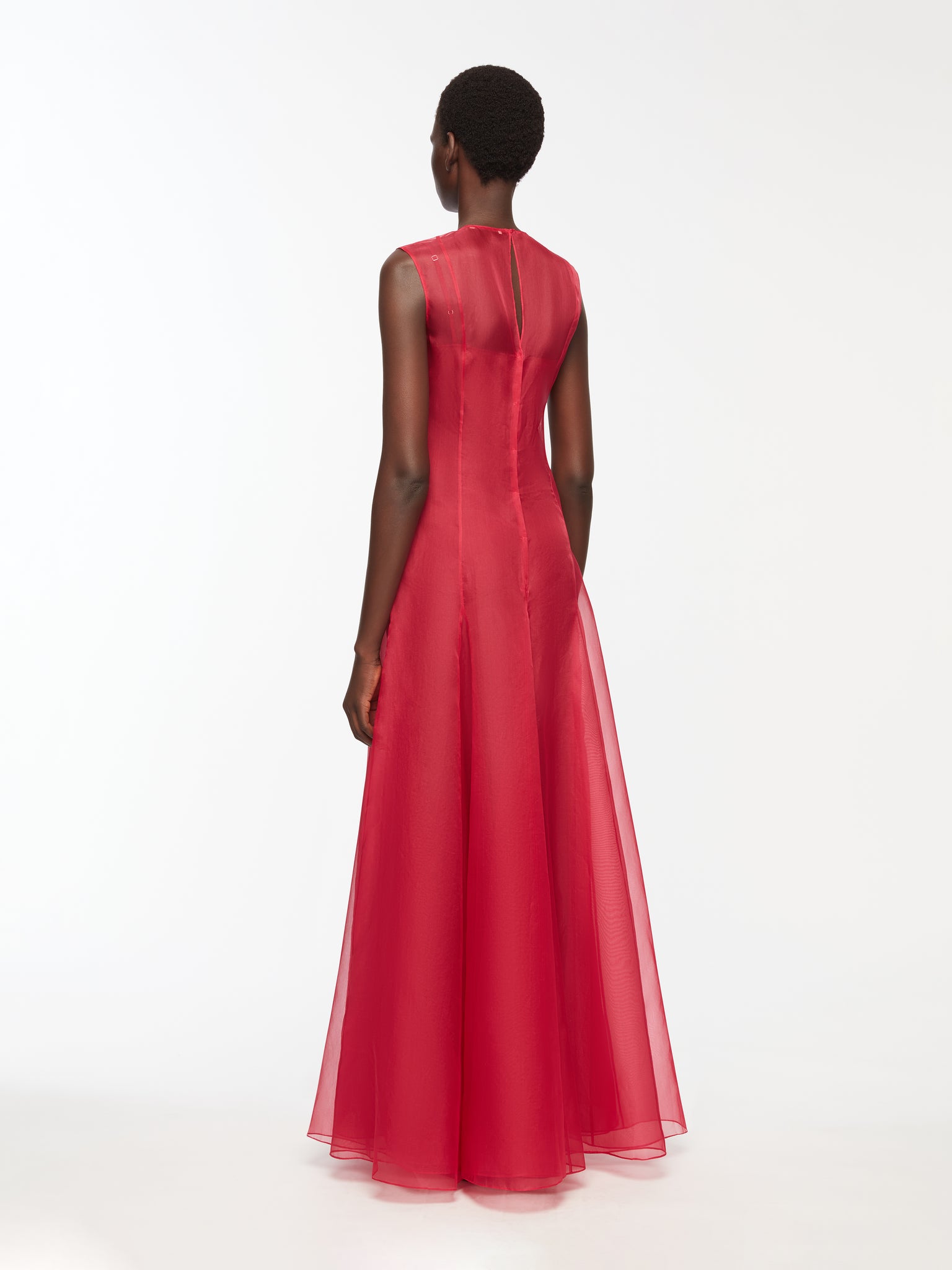 Cassiopeia Dress In Red Silk Organza Model Back Shot | Emilia Wickstead
