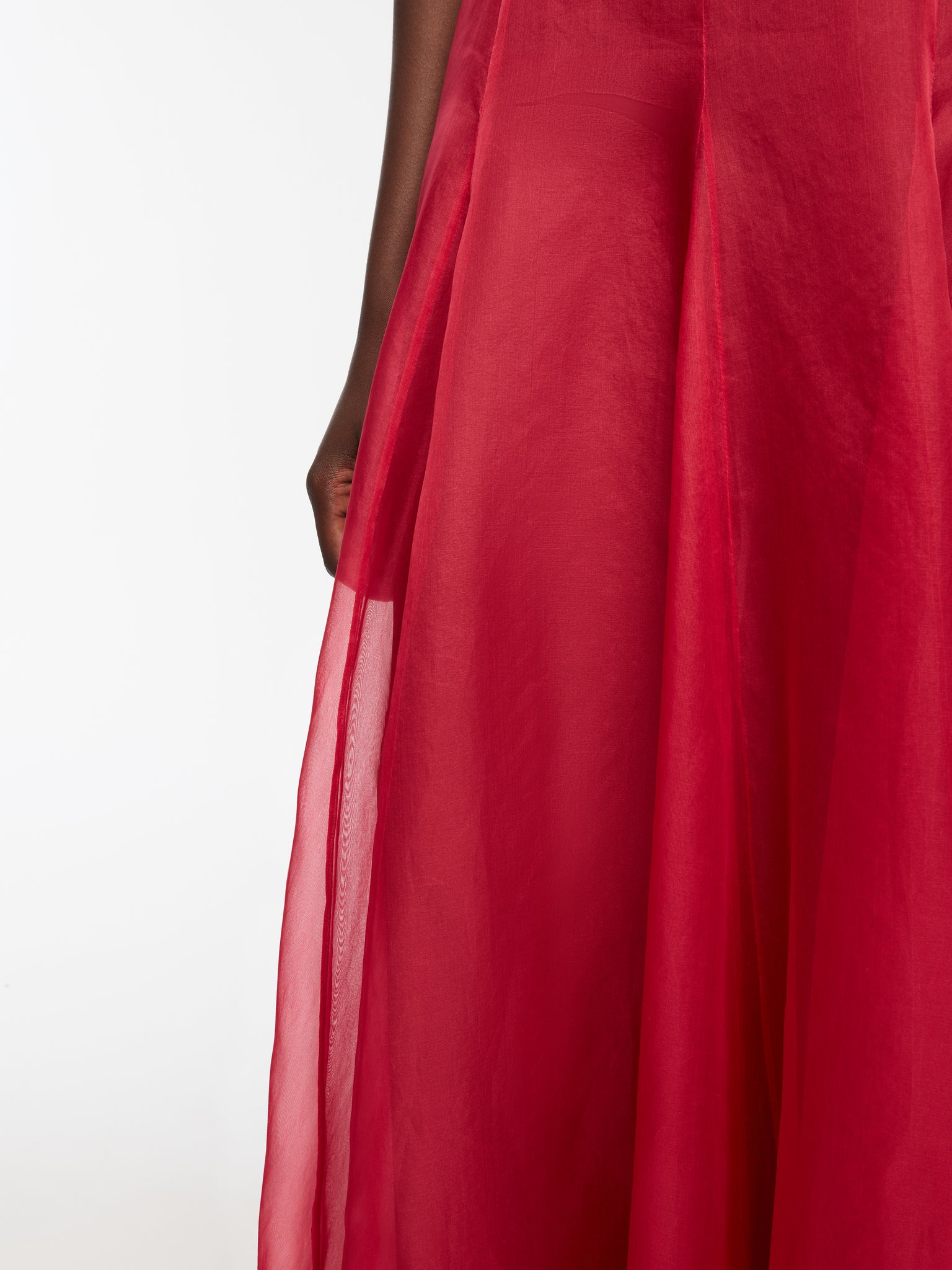 Cassiopeia Dress In Red Silk Organza Model Detail Shot | Emilia Wickstead