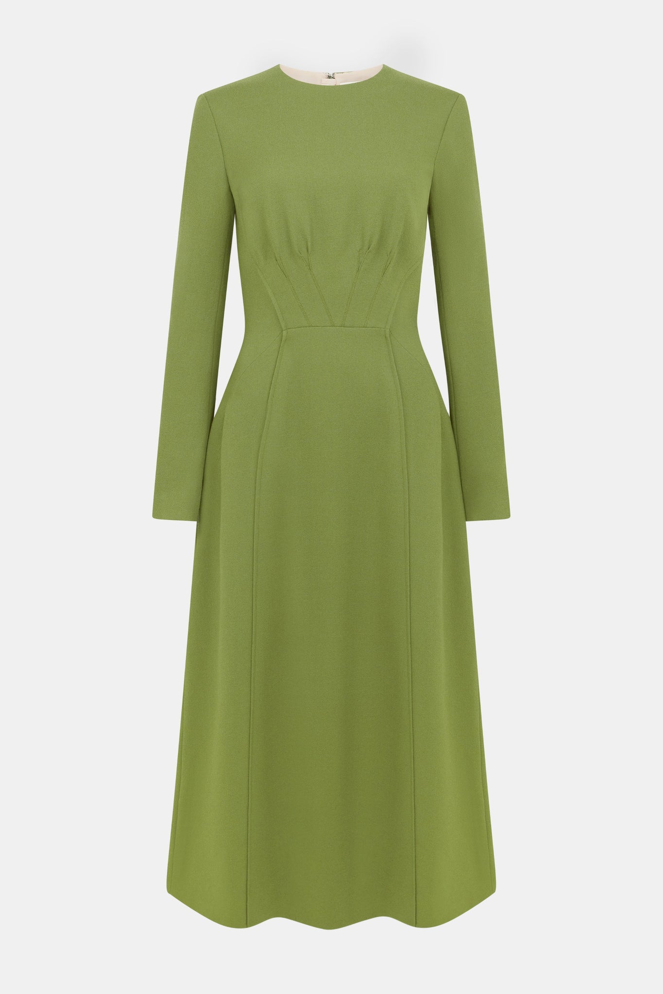 Collinson Strains Collinson Dress In Olive Single Wool Crepe | Emilia Wickstead