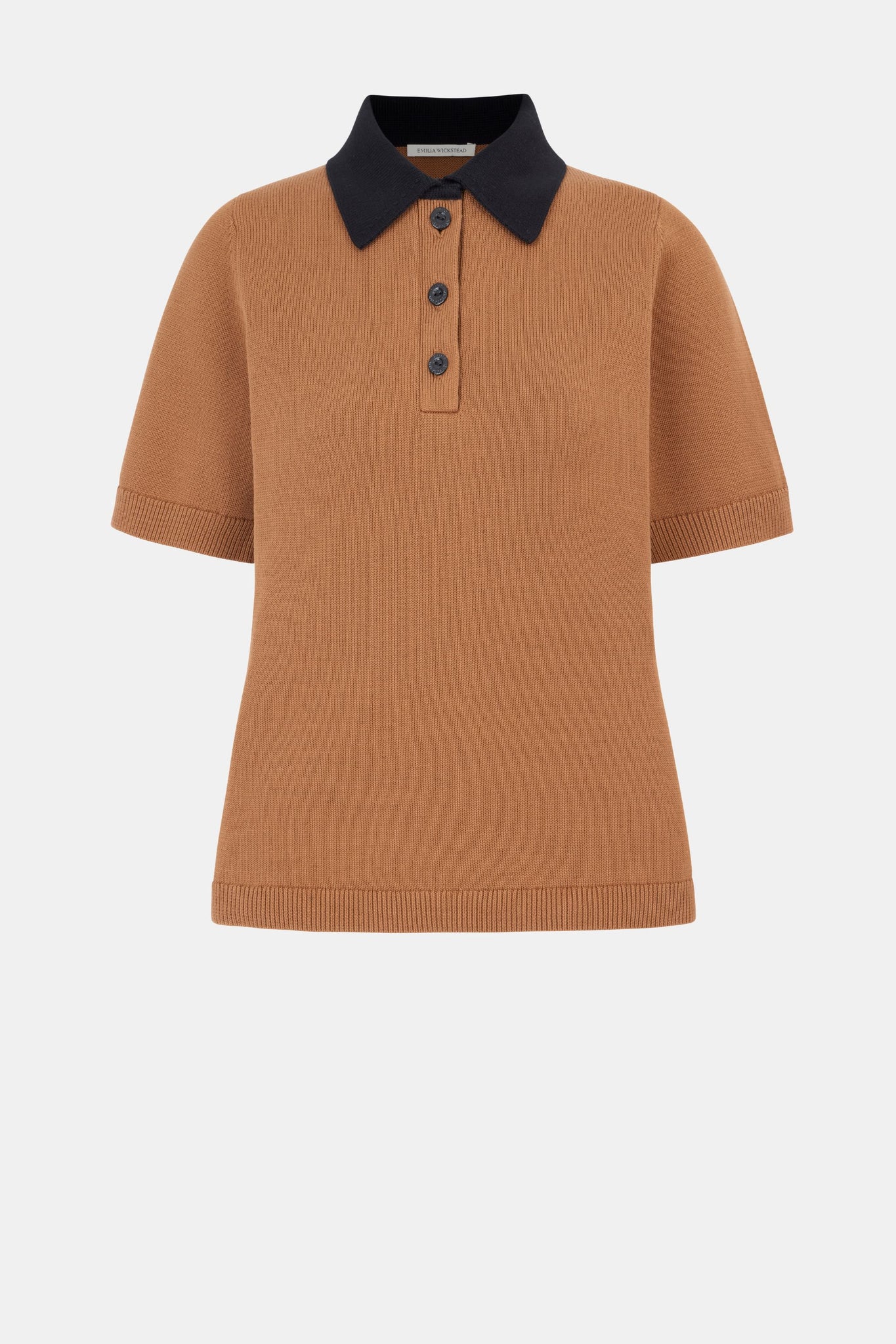 Fairlie Knit Polo Top In Mocha Jersey Cotton | Emilia Wickstead