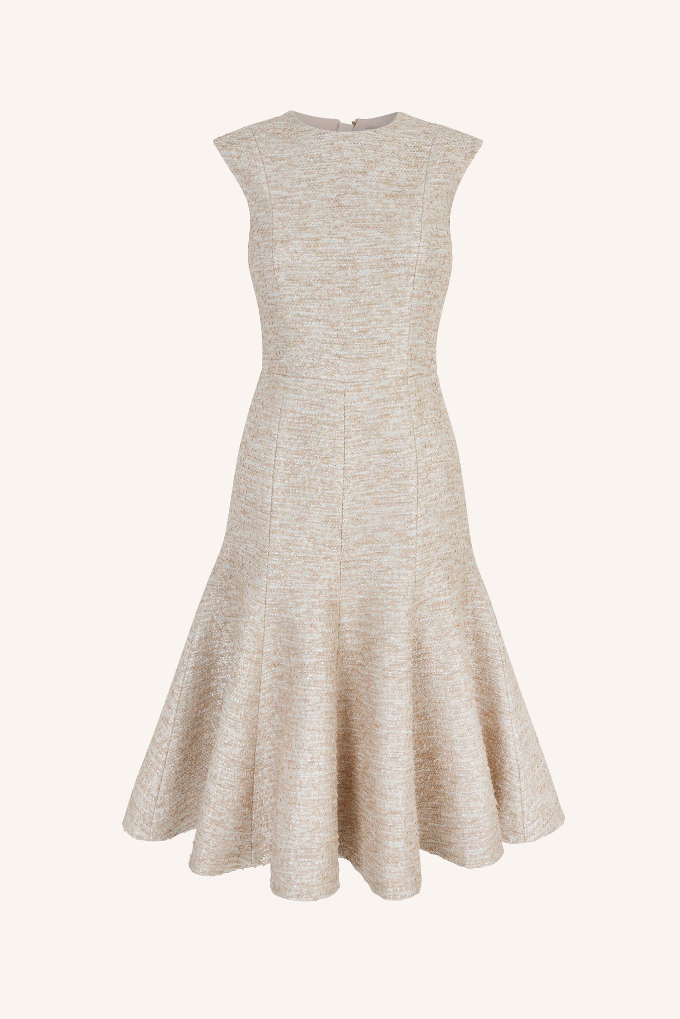Denver Dress in Beige And Silver Jacquard Tweed | Emilia Wickstead