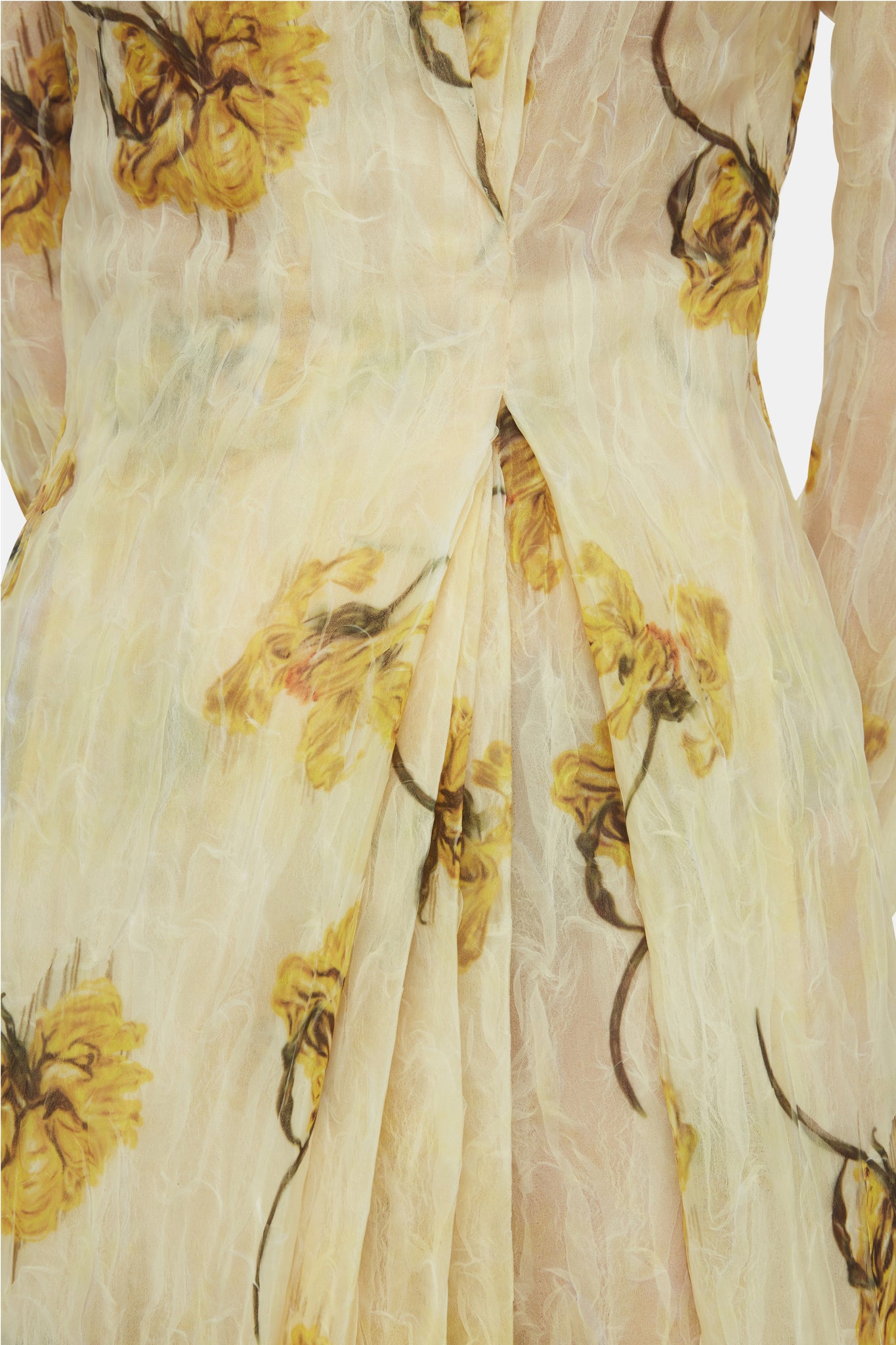 Desiderio Dress In Yellow Floral Printed On Lemon Textured Organza | Emilia Wickstead
