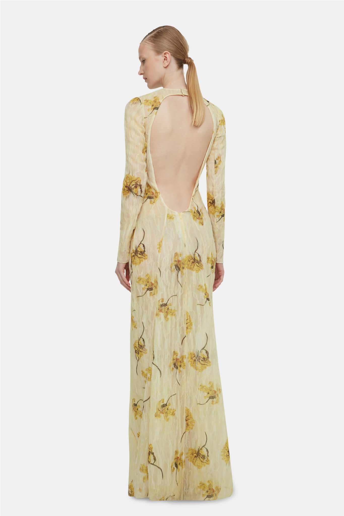 Desiderio Dress In Yellow Floral Printed On Lemon Textured Organza | Emilia Wickstead