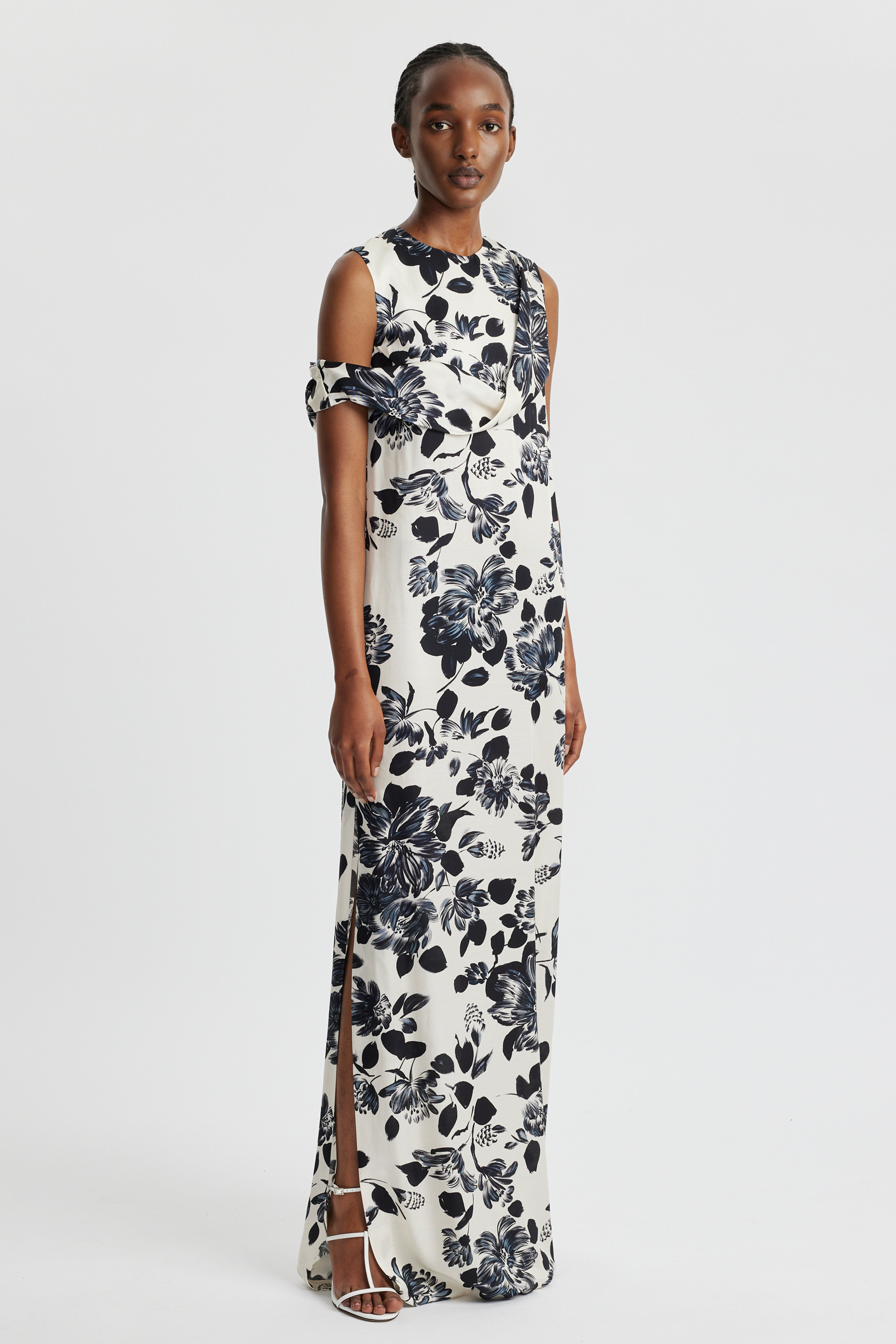 Drifa Dress In Black Floral Printed Twill | Emilia Wickstead