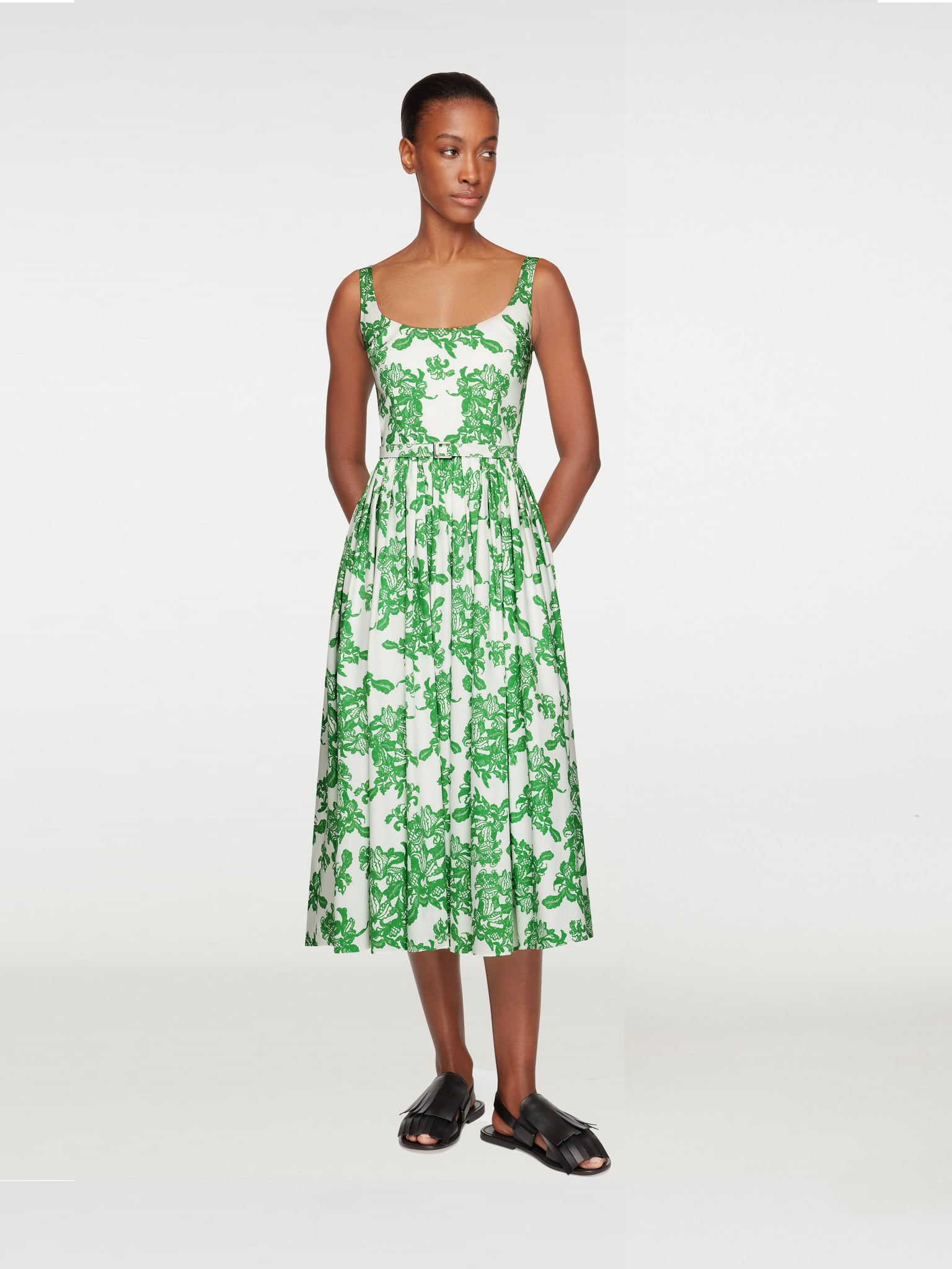 Eglantine Dress in Guipure Floral Printed  California Cotton