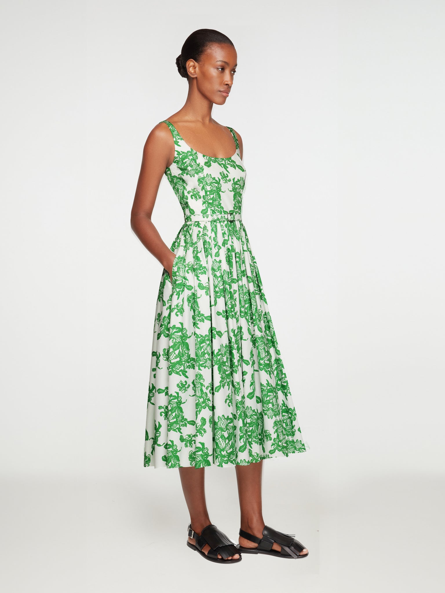 Eglantine Dress in Guipure Floral Printed  California Cotton