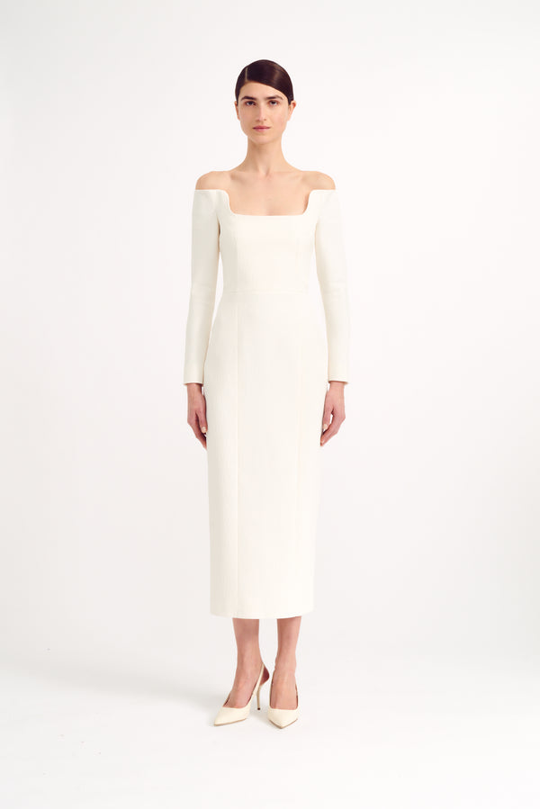 Birch Bridal Dress In Ivory Textured Cloque