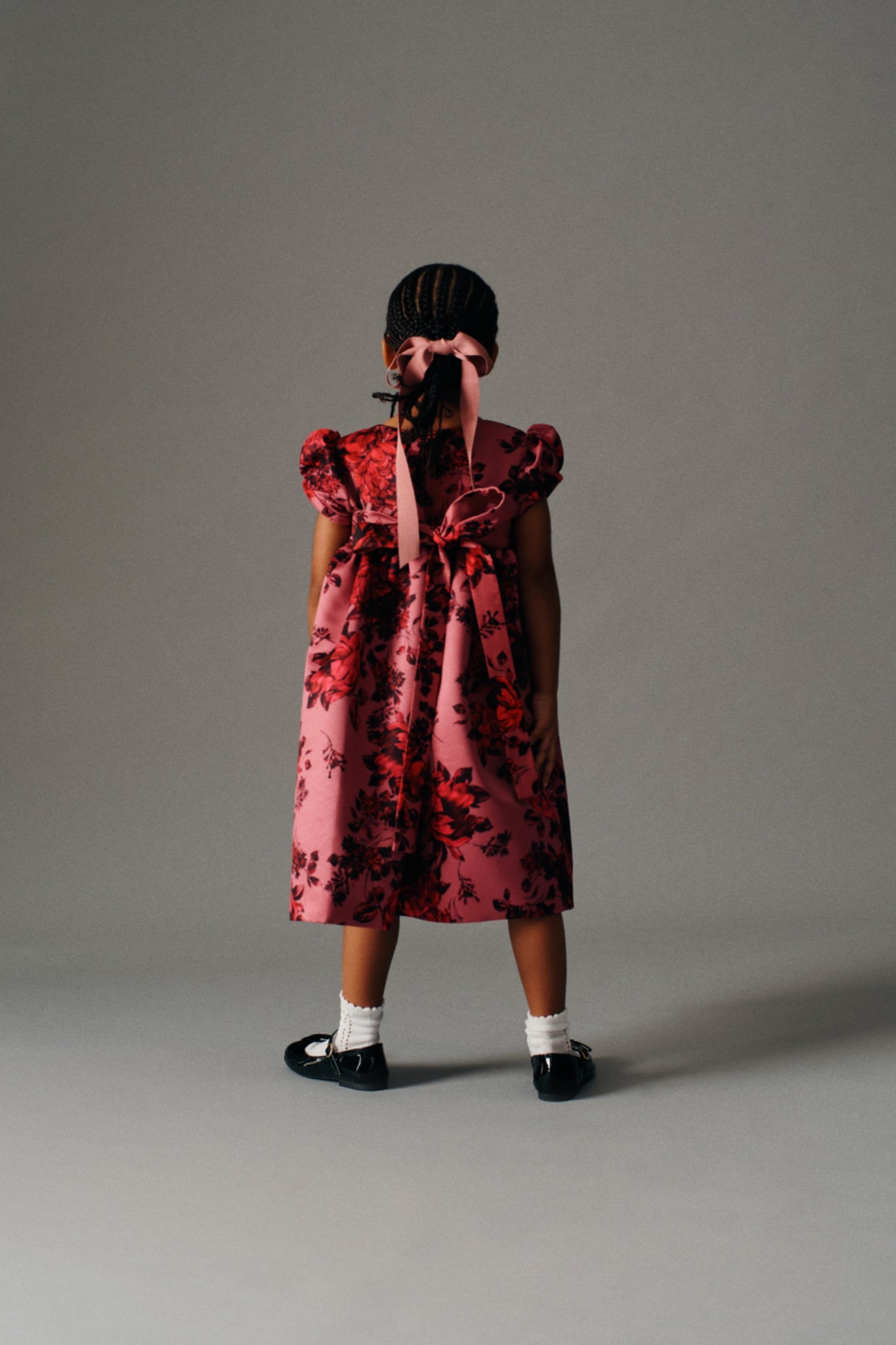 Dorothy Dress In Mauve Pink Festive Bouquet Taffeta Faille