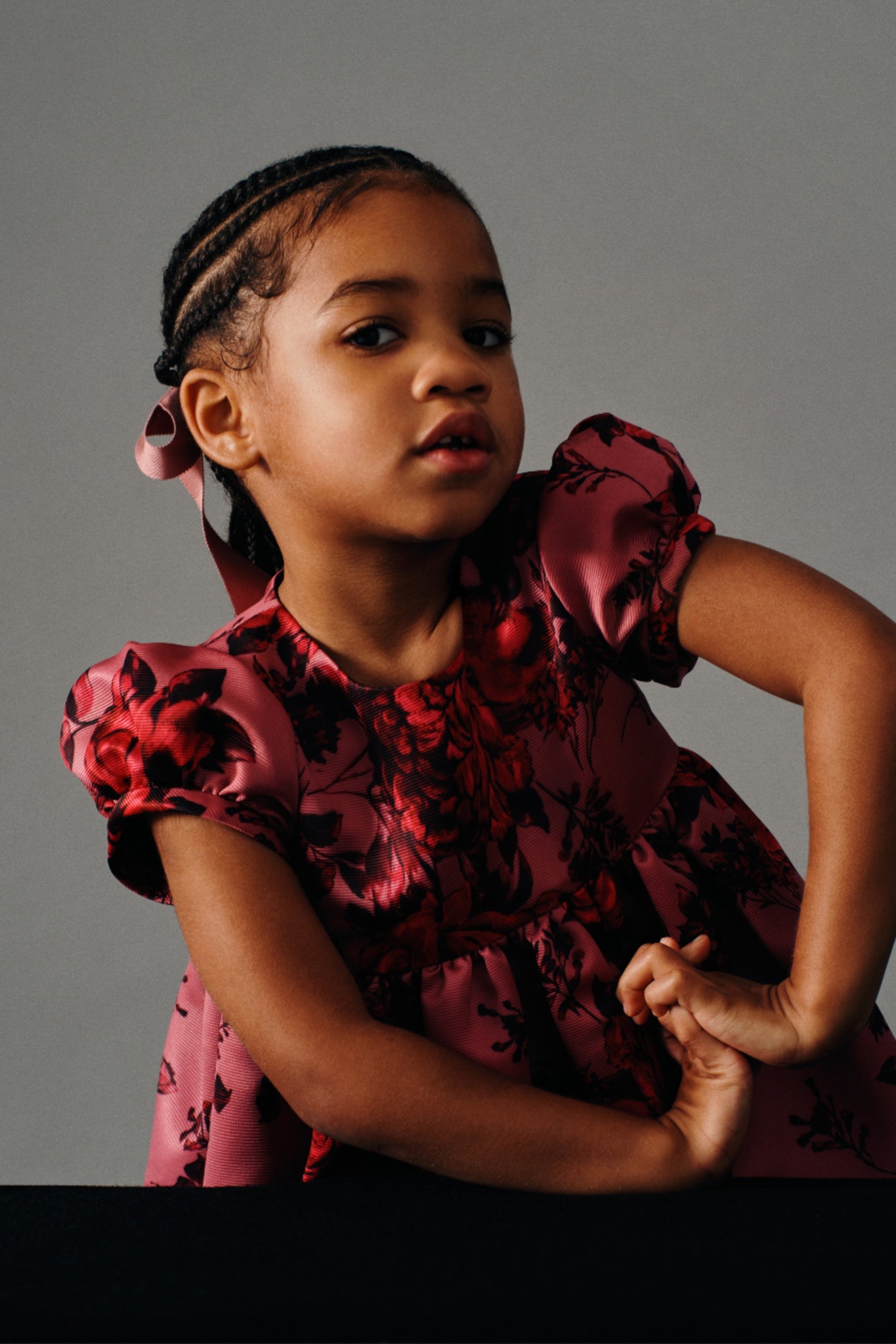 Dorothy Dress In Mauve Pink Festive Bouquet Taffeta Faille