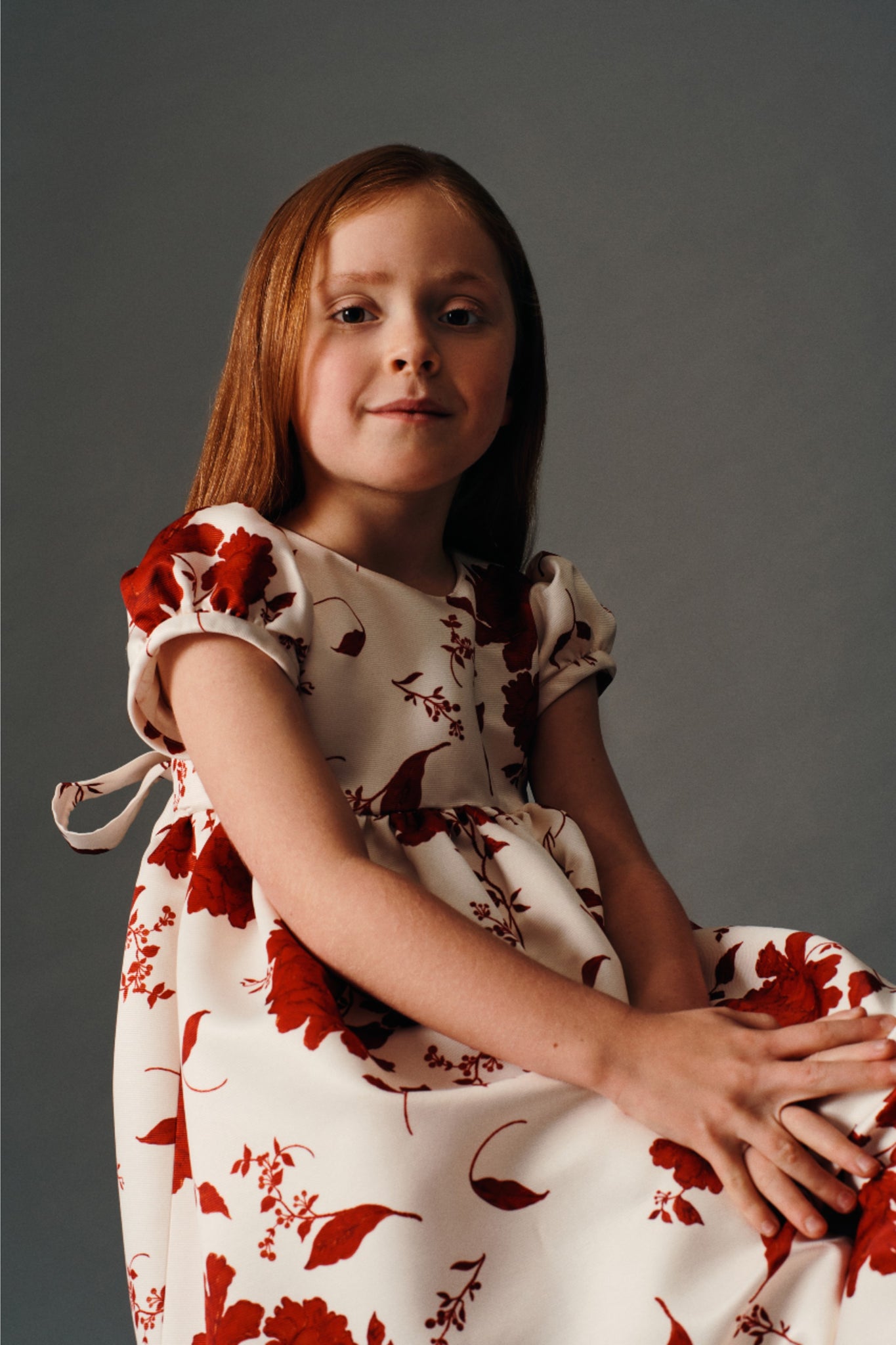 Dorothy Dress In Red Rose & Cream Taffeta Faille