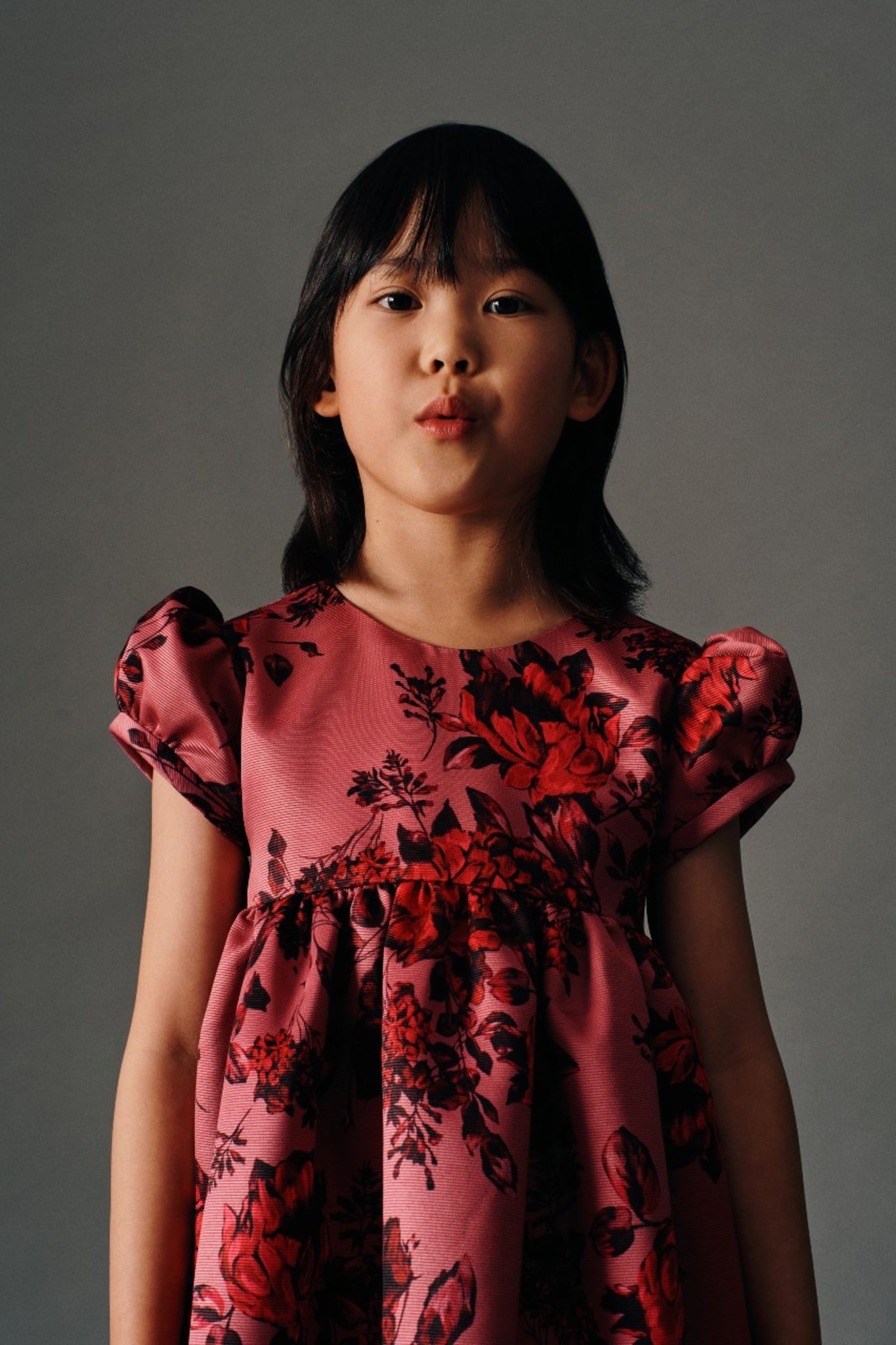 Dorothy Dress In Mauve Pink Festive Bouquet Taffeta Faille