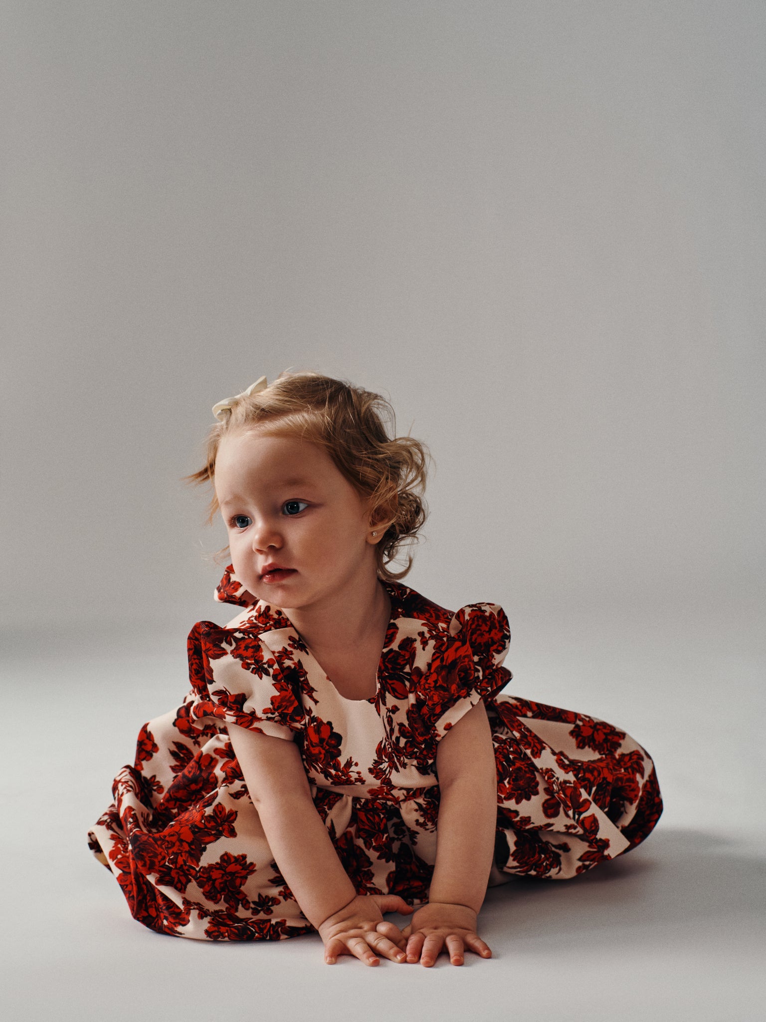 Dorothy Dress In Red Roses Taffeta Faille