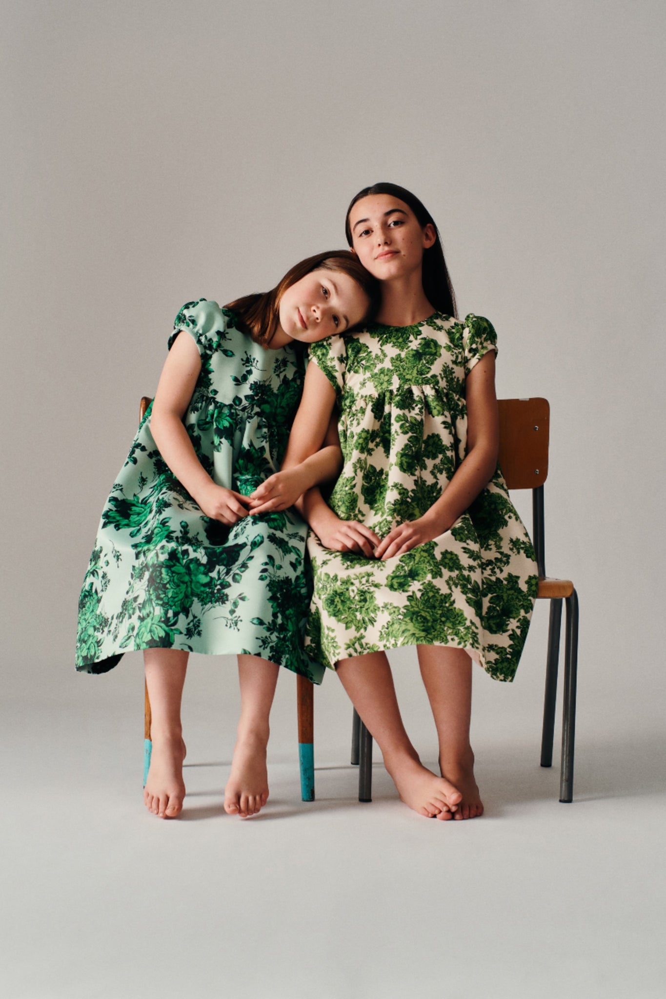 Dorothy Dress In Green Festive Bouquet Taffeta Faille