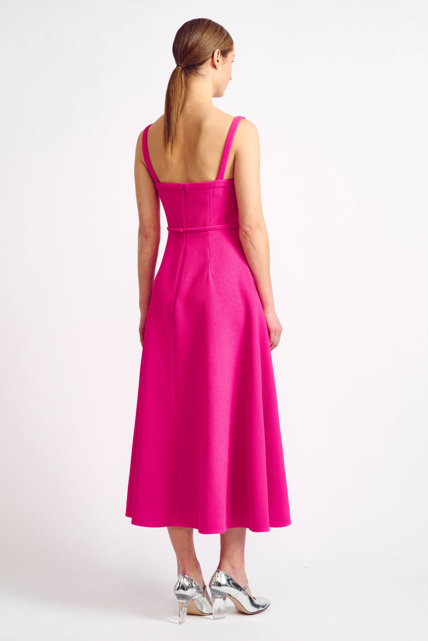 Elvita Hot Pink Double Crepe Dress