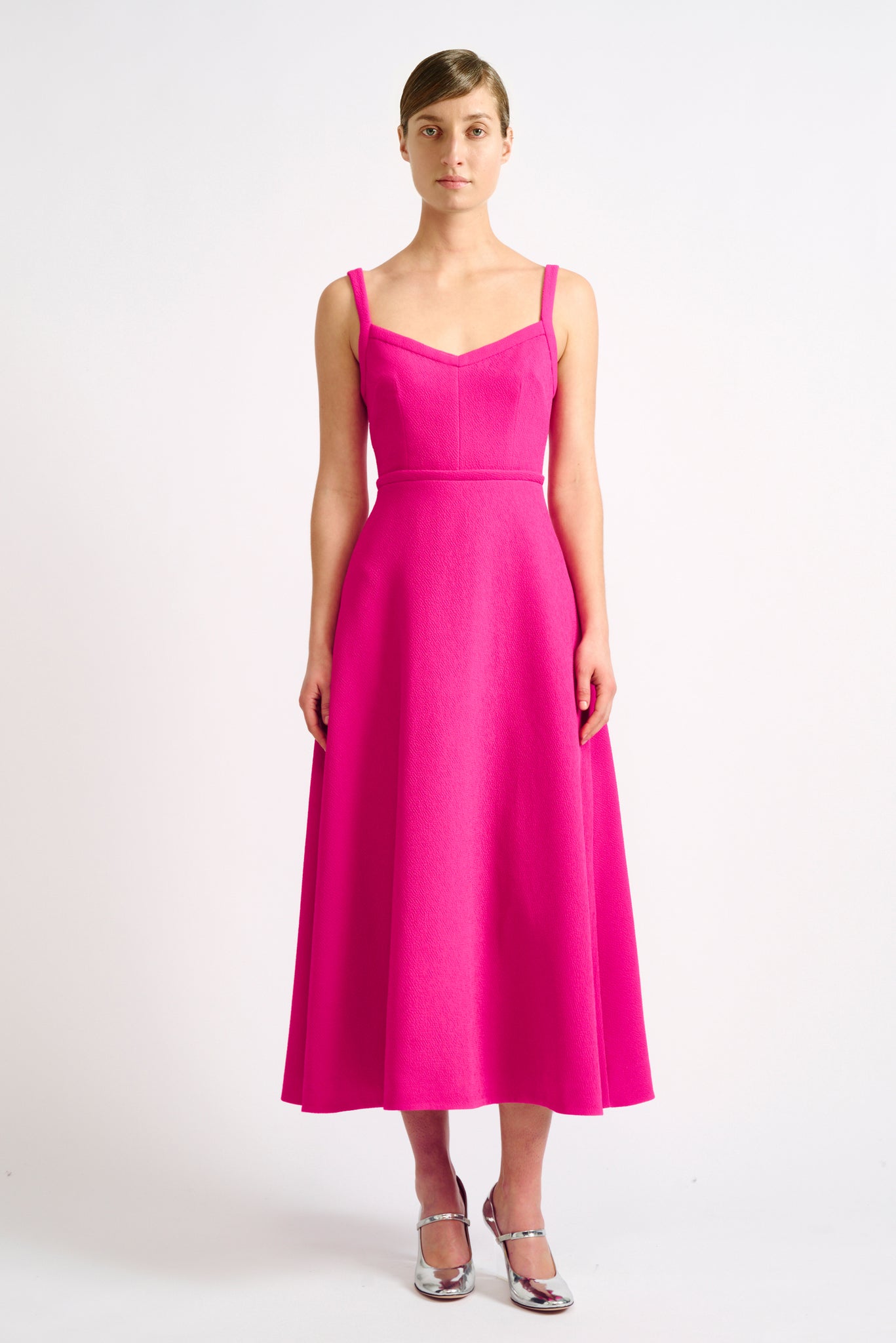 Elvita Hot Pink Double Crepe Dress | Emilia Wickstead