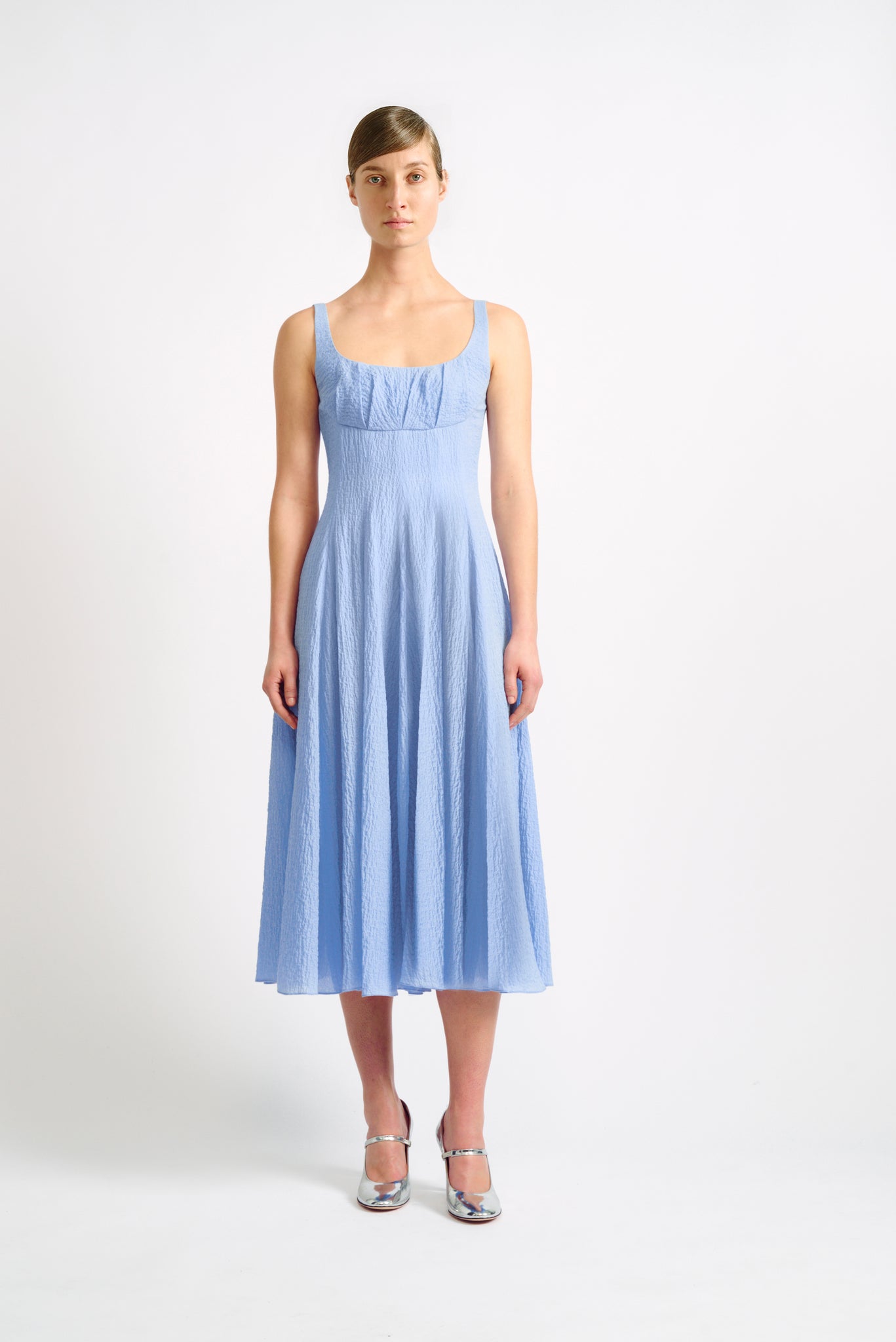 Hollins Blue Cotton Cloque Dress