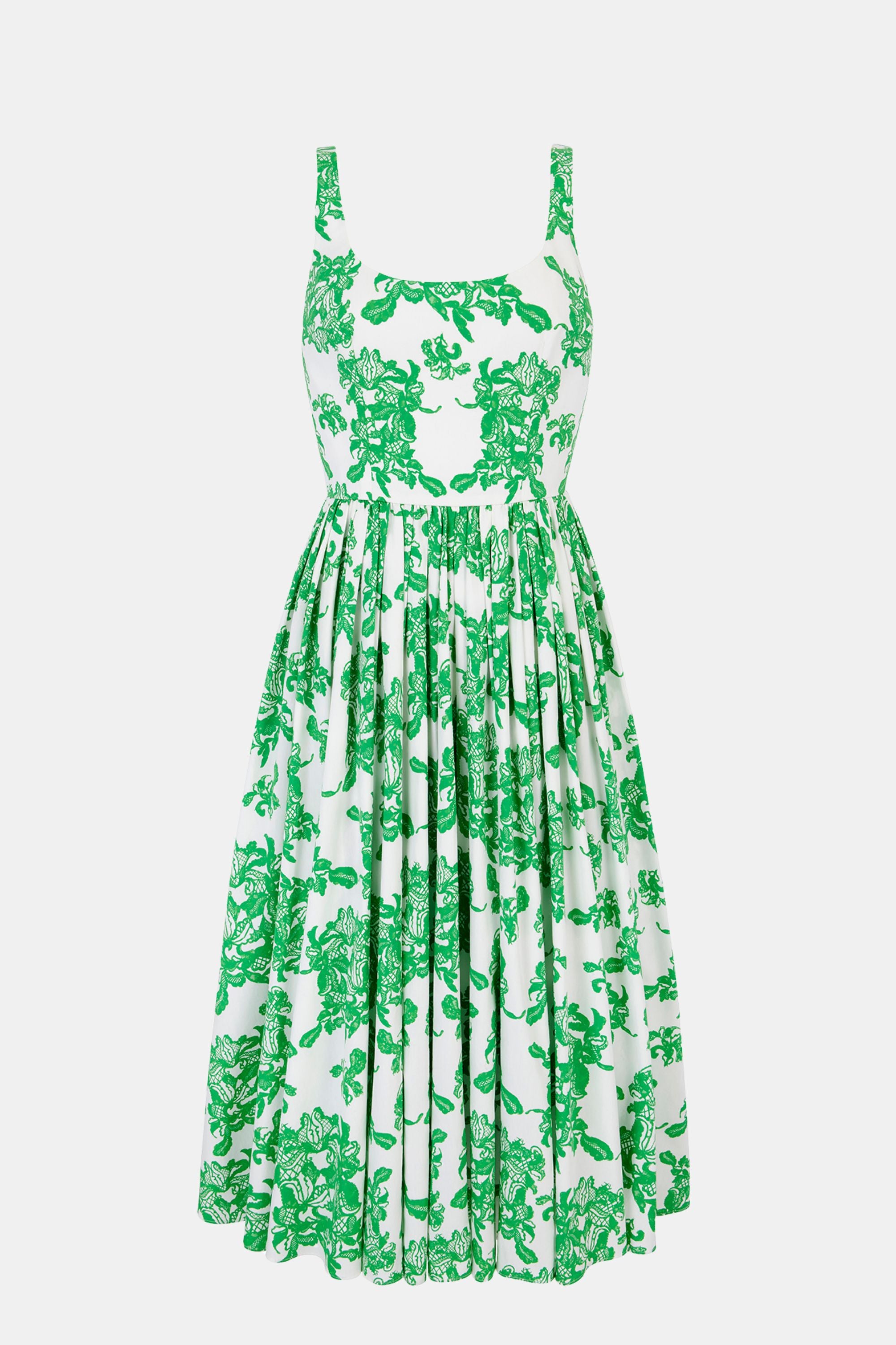 Eglantine Dress in Guipure Floral Printed  California Cotton