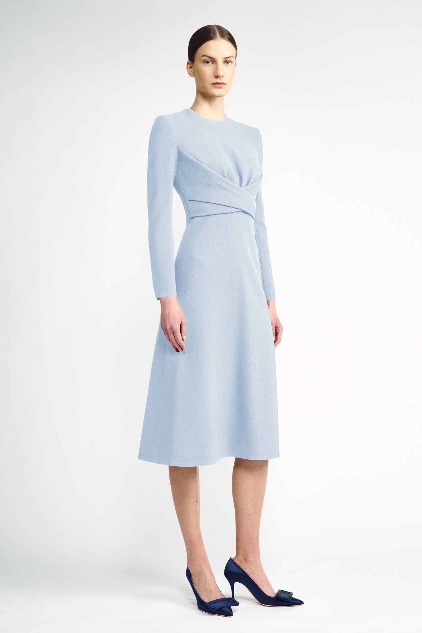Elta Baby-Blue Wrap-Effect Double Crepe Dress | Emilia Wickstead Elta Baby-Blue Wrap-Effect Double Crepe Dress | Emilia Wickstead