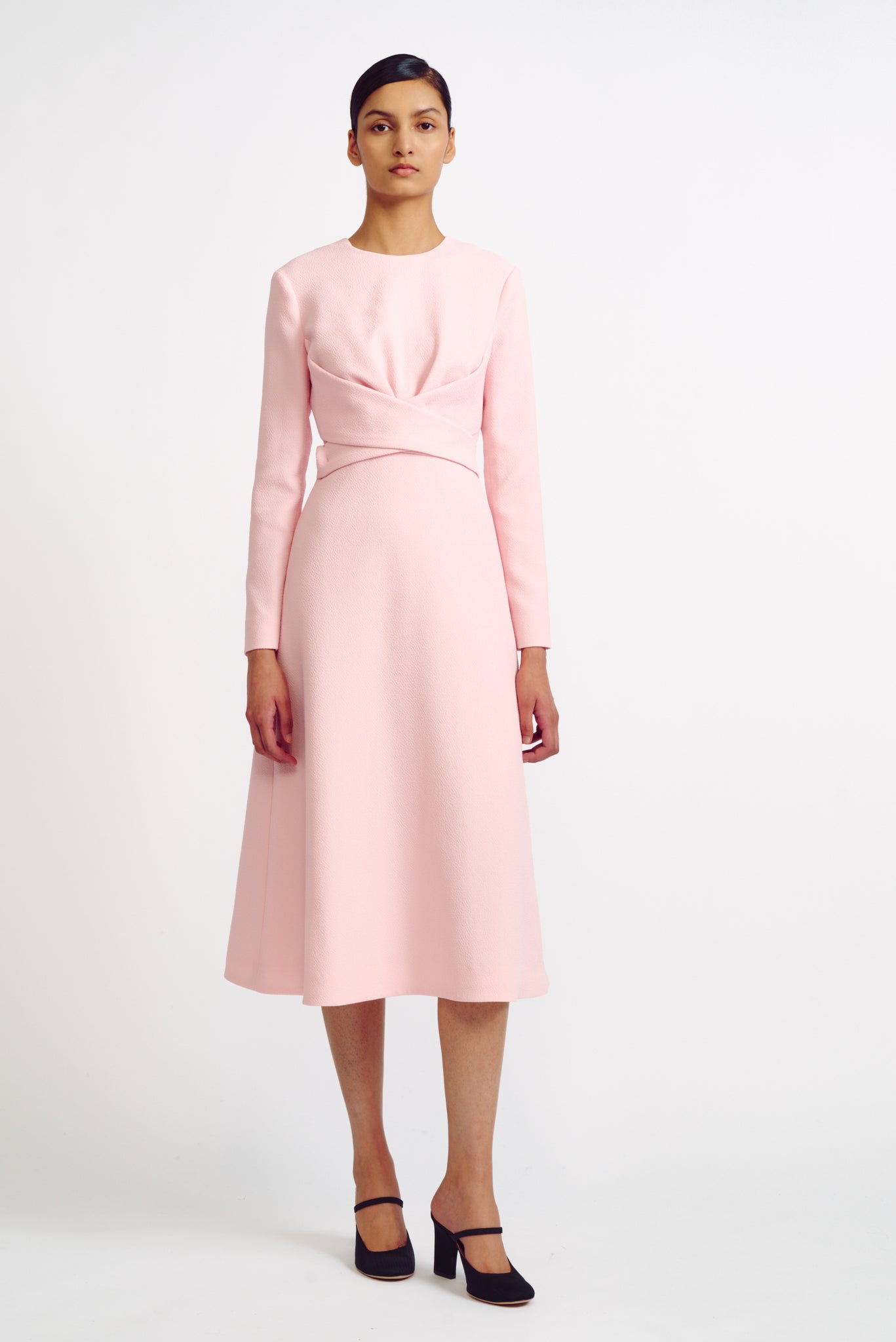Elta Dress | Peony Wrap Front Long Sleeve Fit-and-Flare Dress | Emilia Wickstead