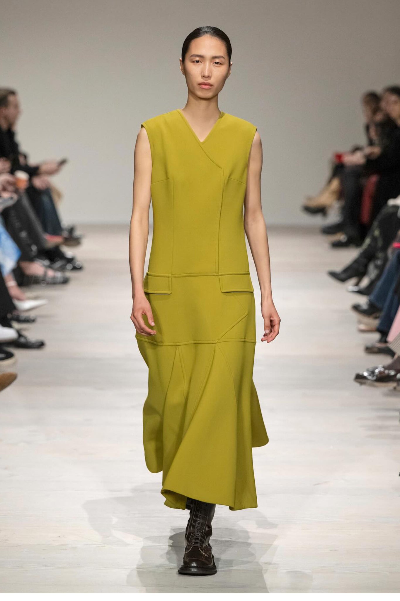 Erinnie Dress In Chartreuse Birdseye Suiting