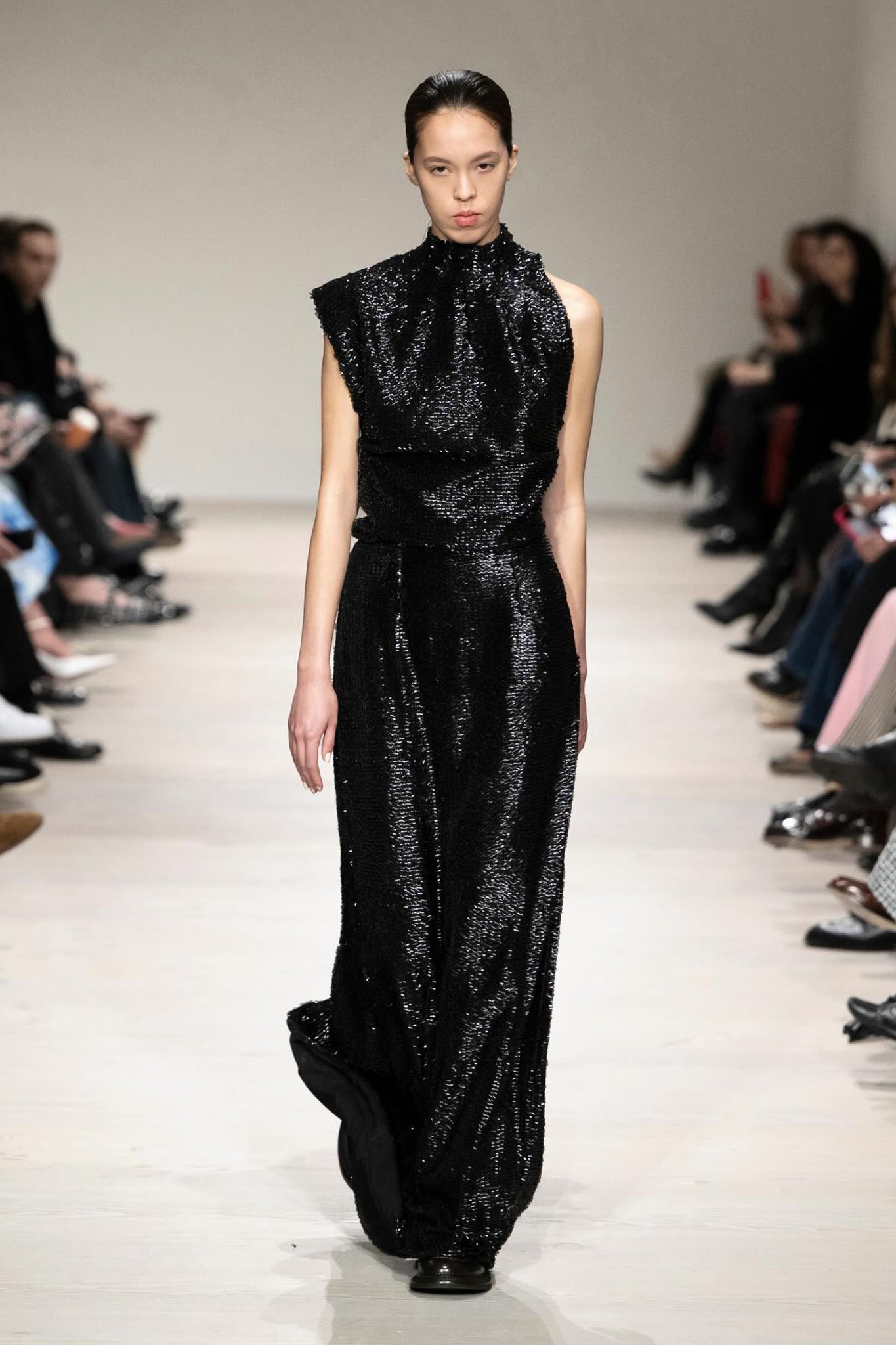 Conlan Dress In Black Textured Sequin