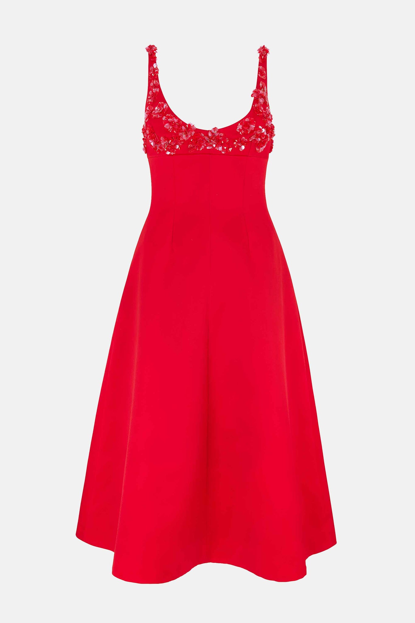 Emilia Wickstead Abella Embellished Dress In Bright Red Doppio Satin