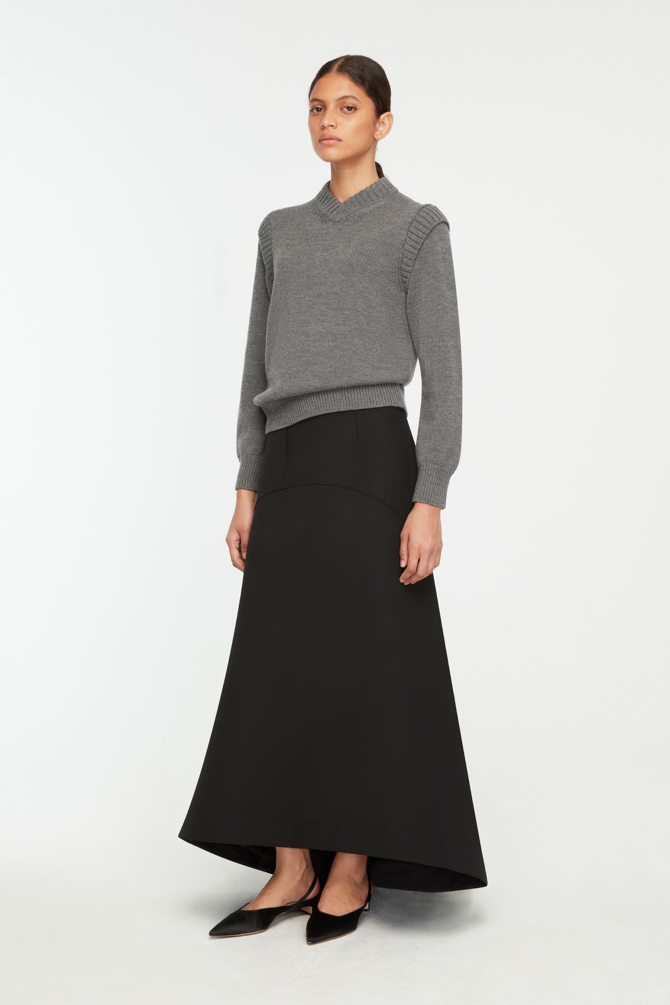 Kit Knit In Grey Melange Merino Wool | Emilia Wickstead