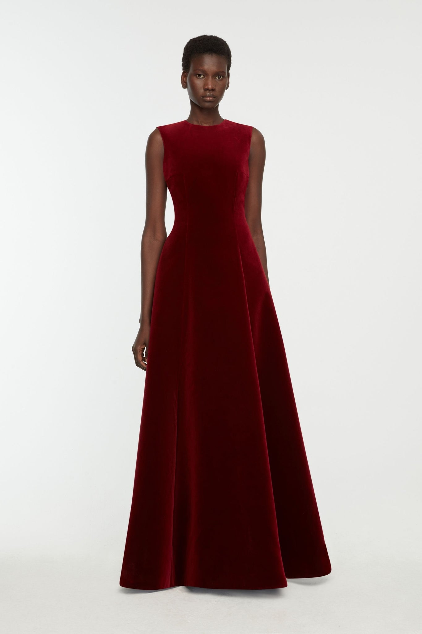 Nodin Dress In Burgundy Wind Velvet | Emilia Wickstead Nodin Dress In Burgundy Wind Velvet | Emilia Wickstead