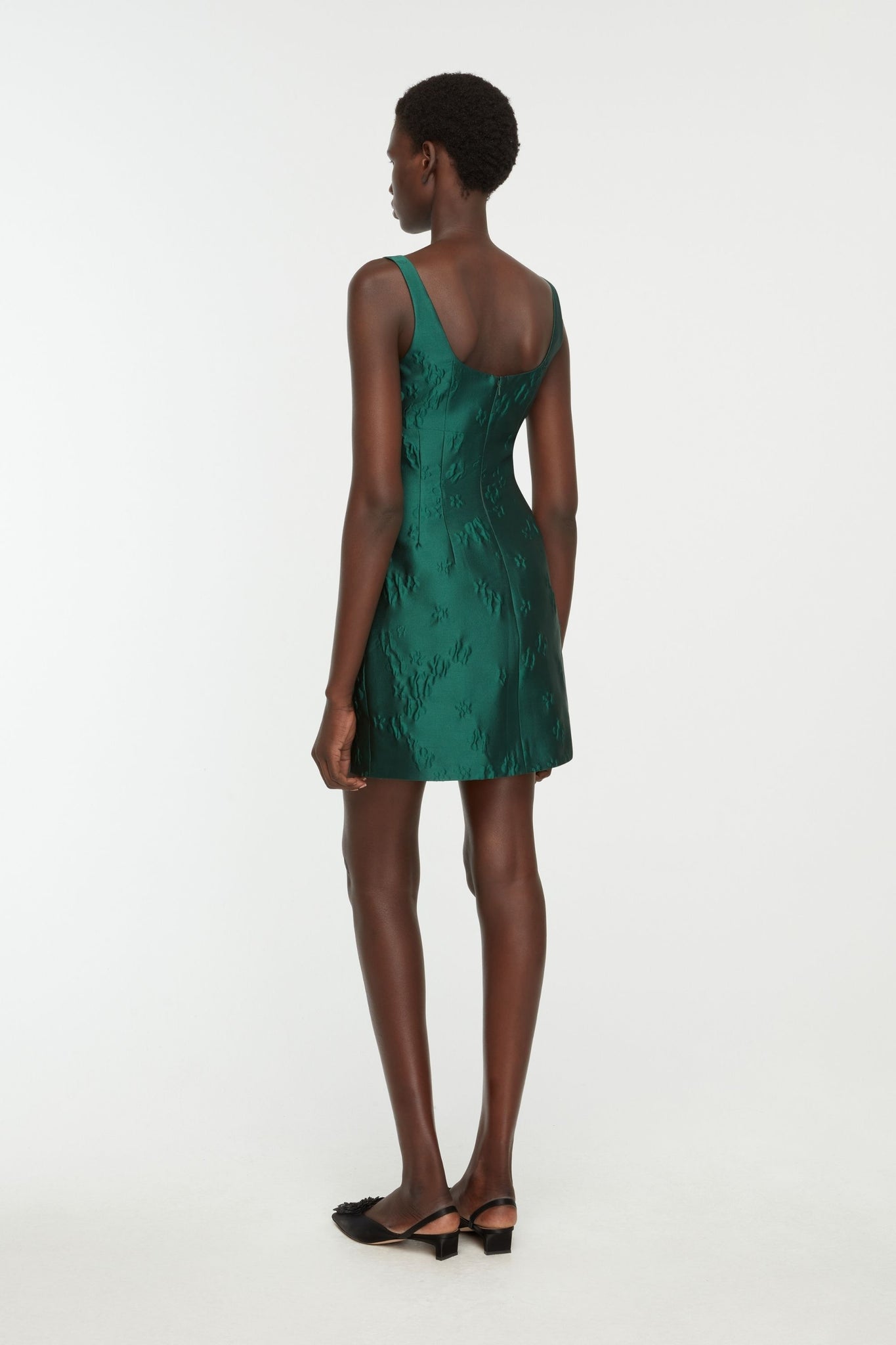 Einna Dress In Emerald Green Ditsy Floral Jacquard | Emilia Wickstead Einna Dress In Emerald Green Ditsy Floral Jacquard | Emilia Wickstead
