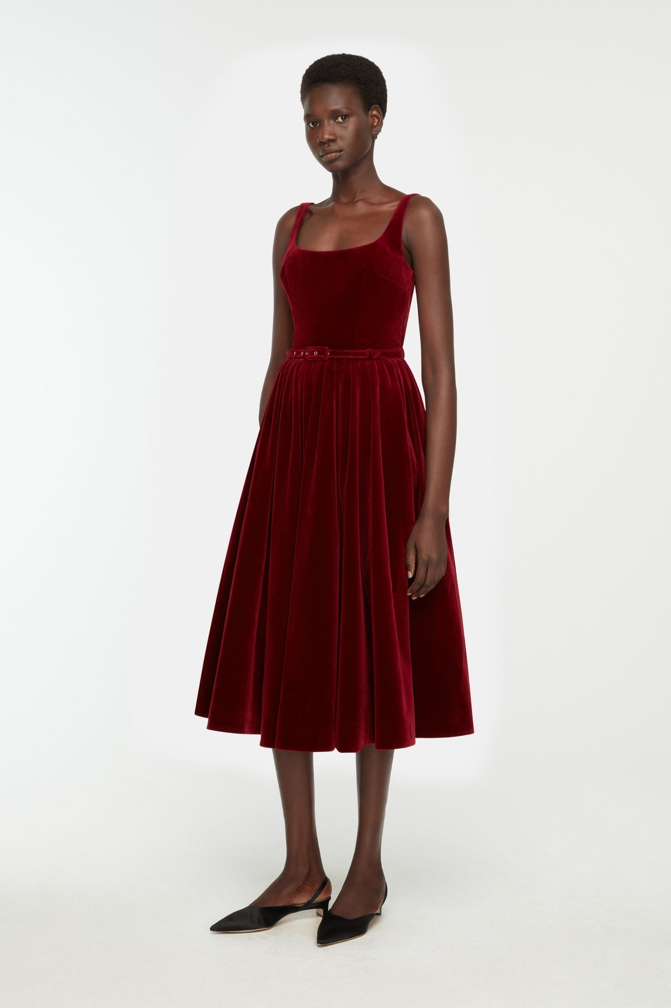Eagle Dress In Burgundy Wind Velvet | Emilia Wickstead Eagle Dress In Burgundy Wind Velvet | Emilia Wickstead