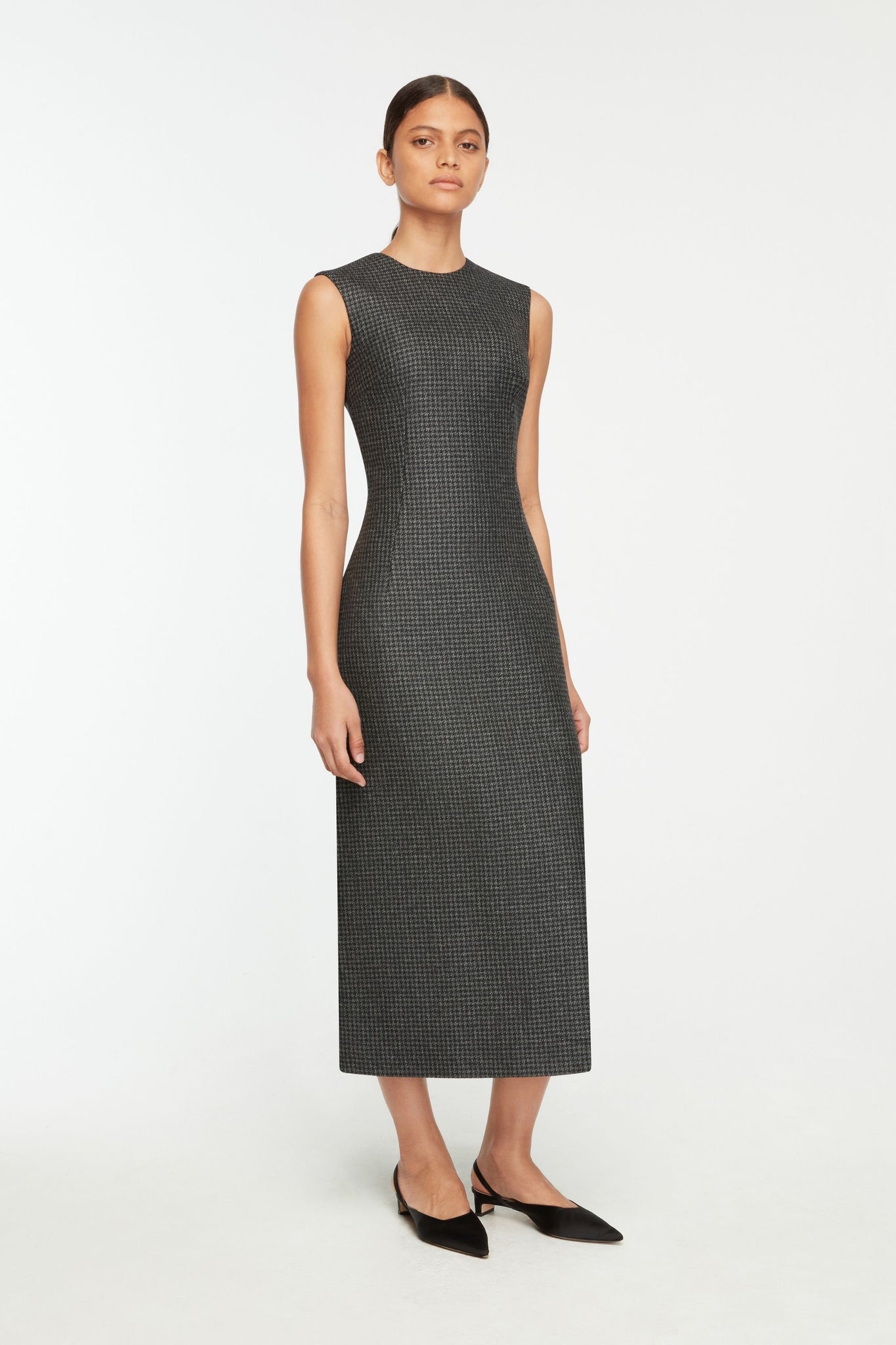 Hartley Dress In Dark Grey Melange Houndstooth- Emilia Wickstead
