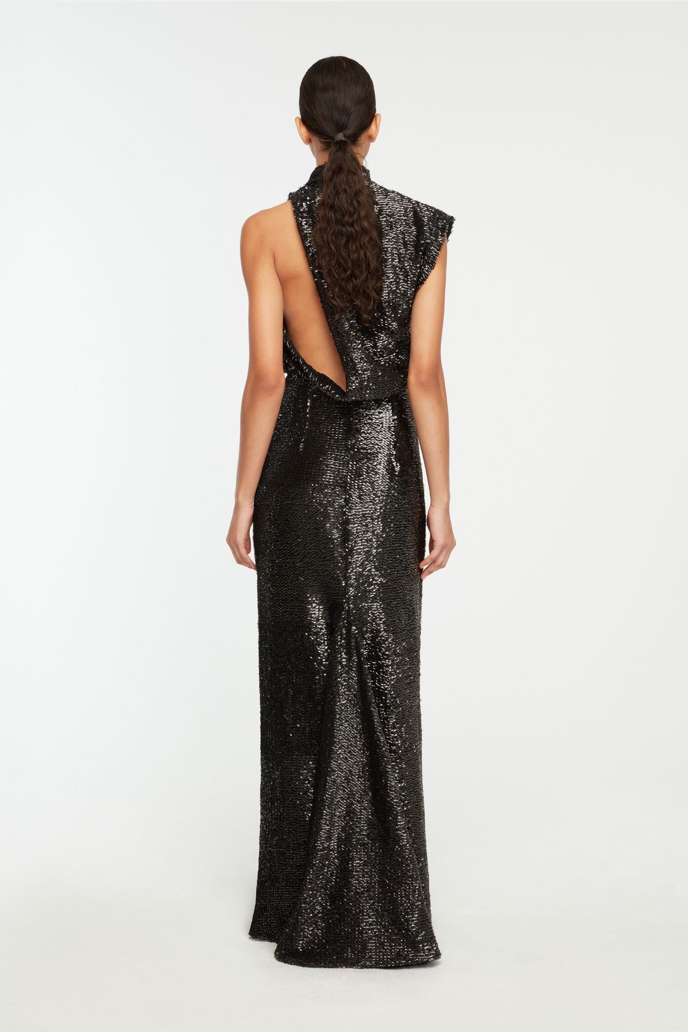 Conlan Dress In Black Textured Sequin