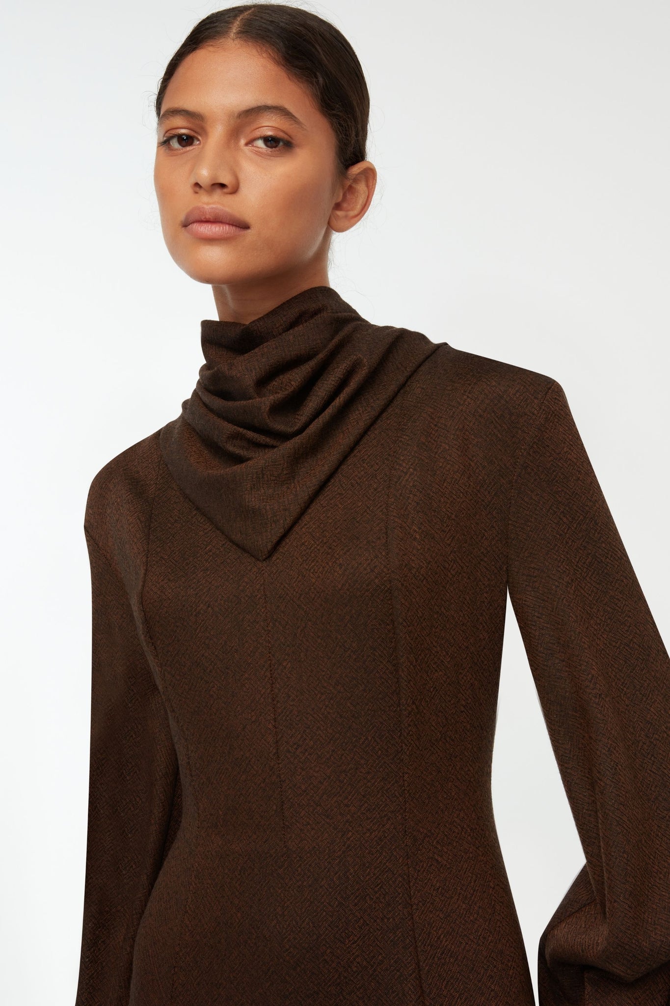 Avara Dress In Cinnamon Twill Wool