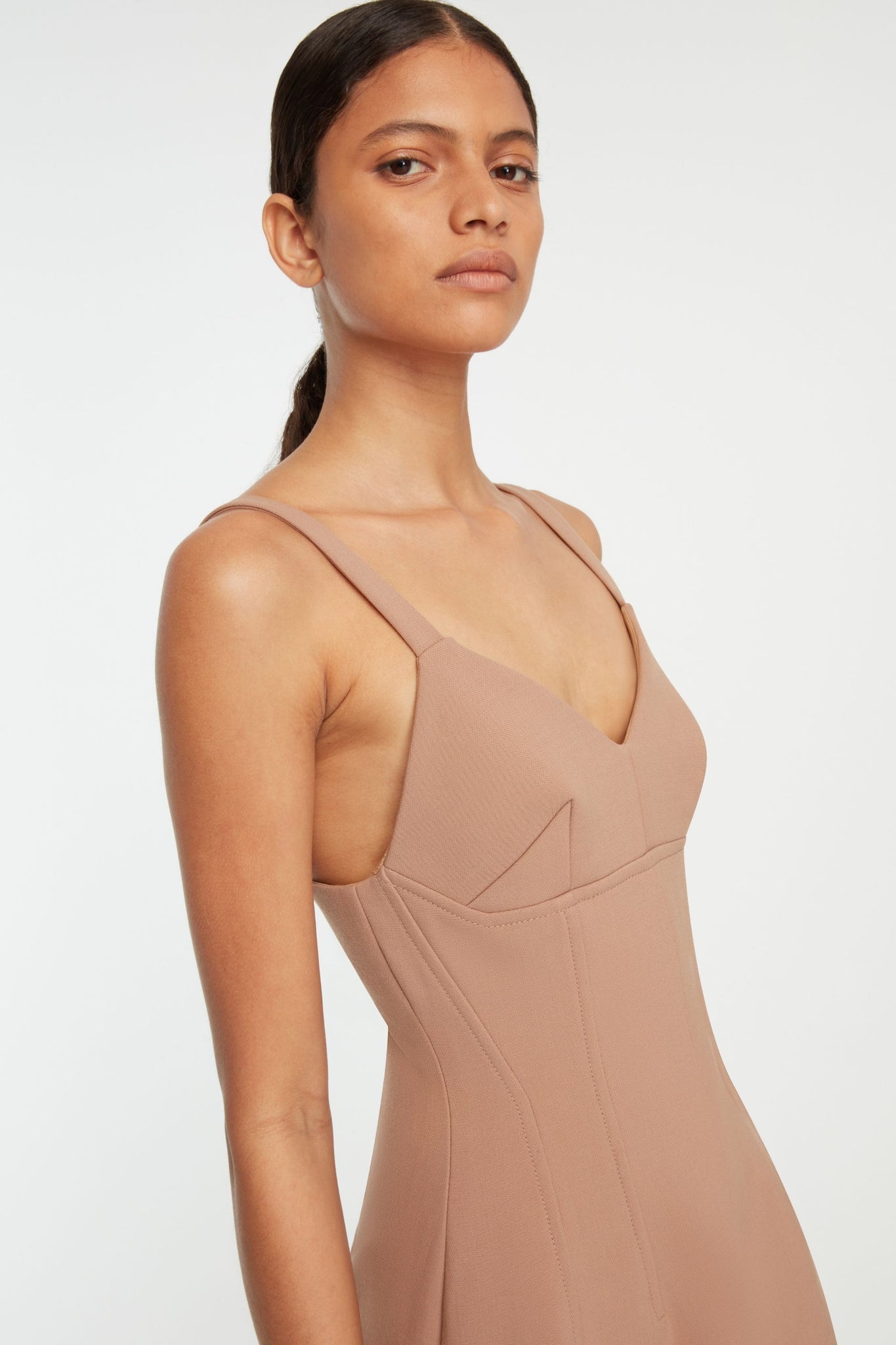 Ezekiel Dress In Camel Birdseye Suiting