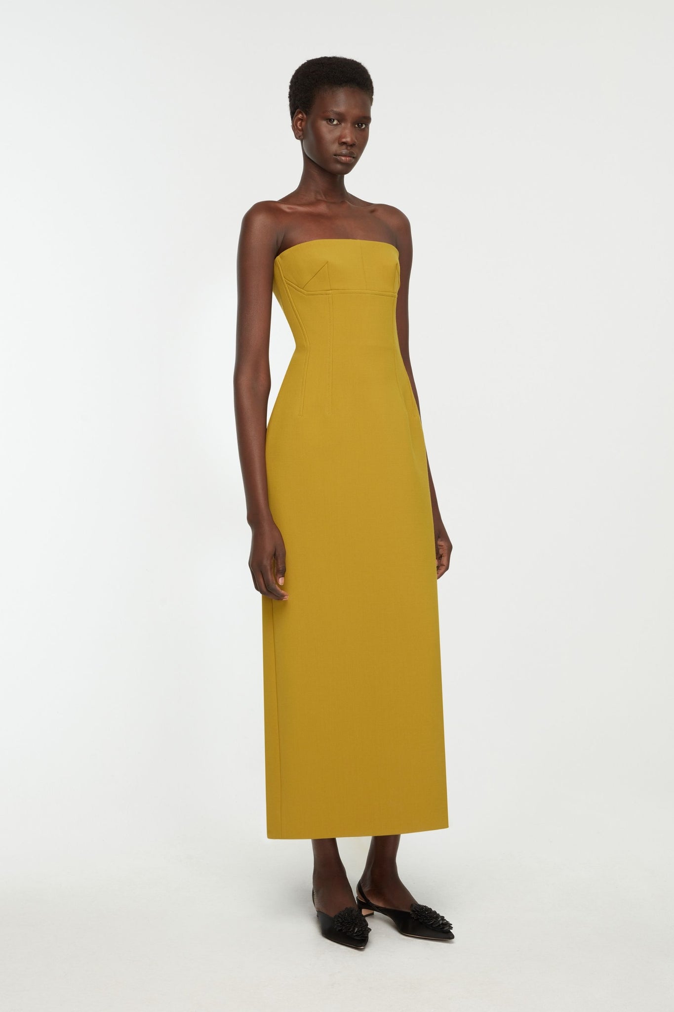 Zenovia Dress In Chartreuse Birdseye Suiting
