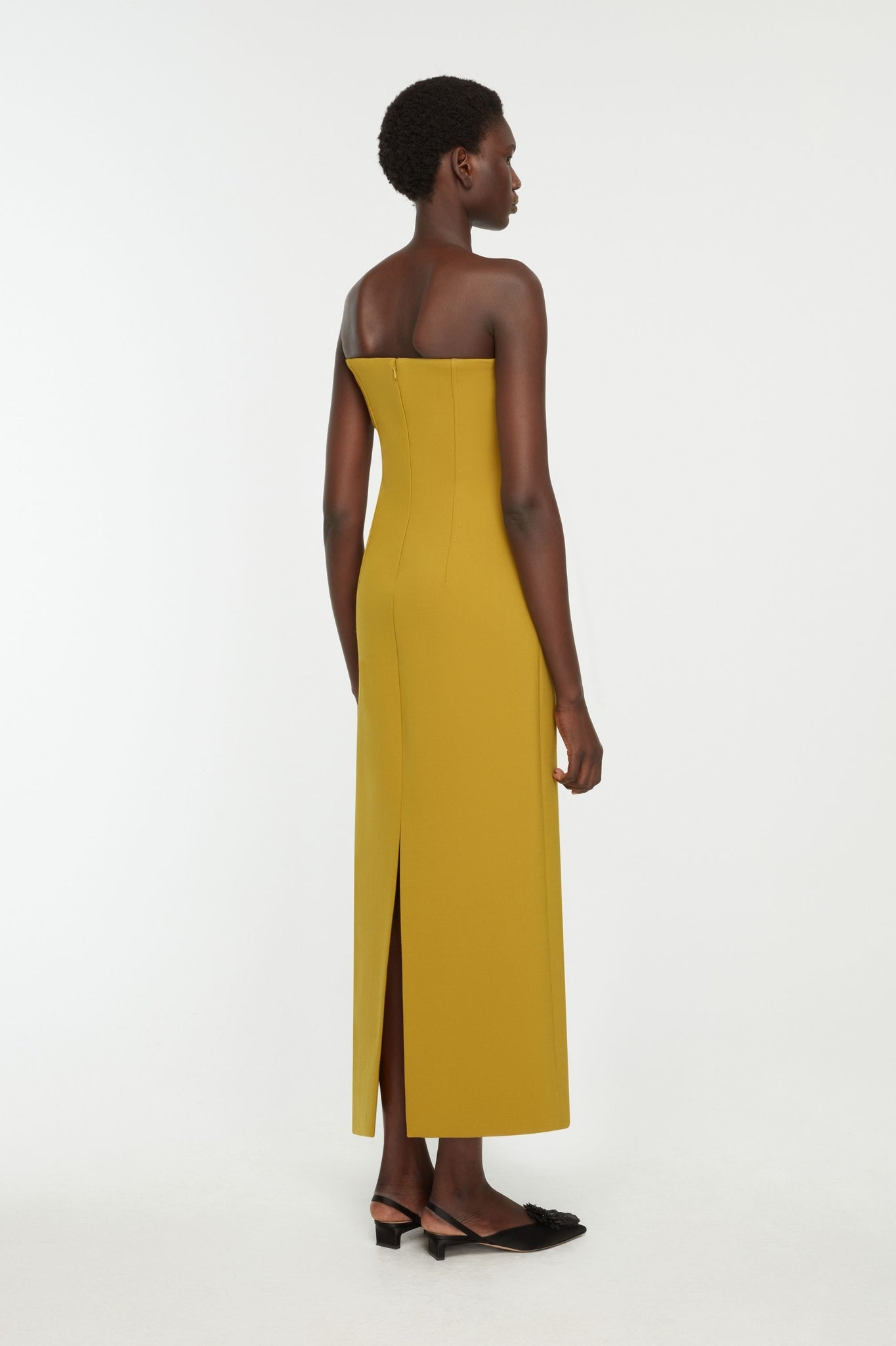 Zenovia Dress In Chartreuse Birdseye Suiting