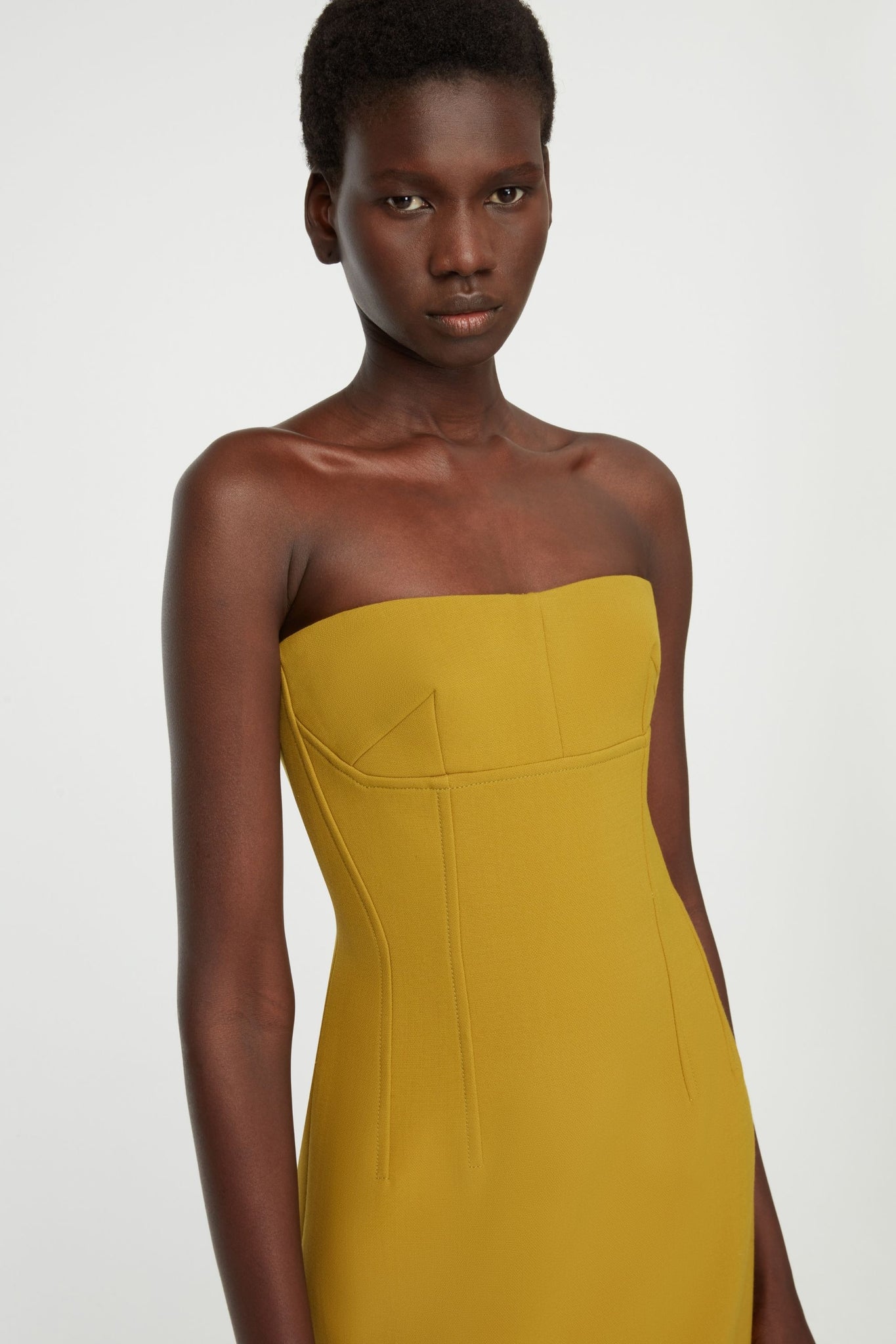 Zenovia Dress In Chartreuse Birdseye Suiting