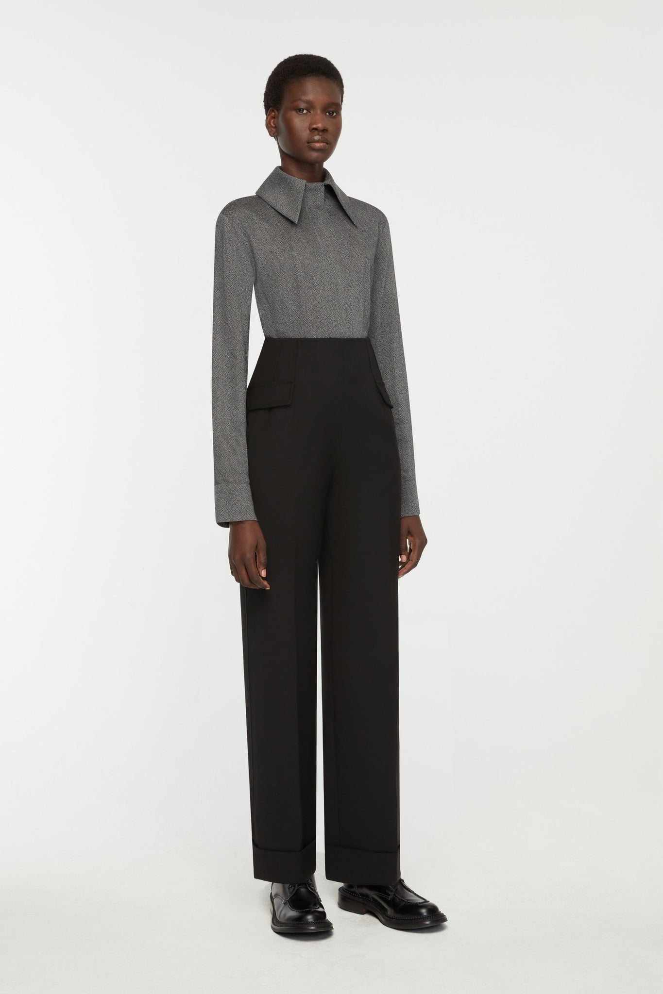 Eimear Trousers In Black Birdseye Suiting - Emilia Wickstead
