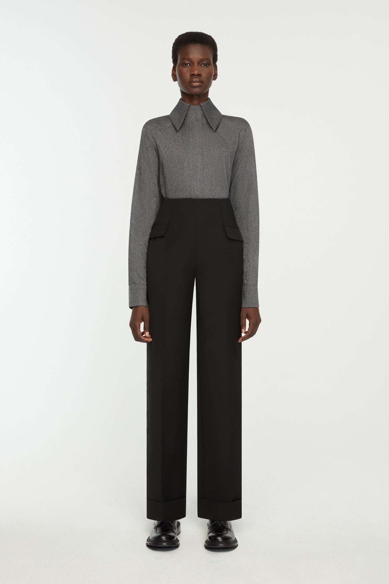 Brissa Trousers In Black Birdseye Suiting